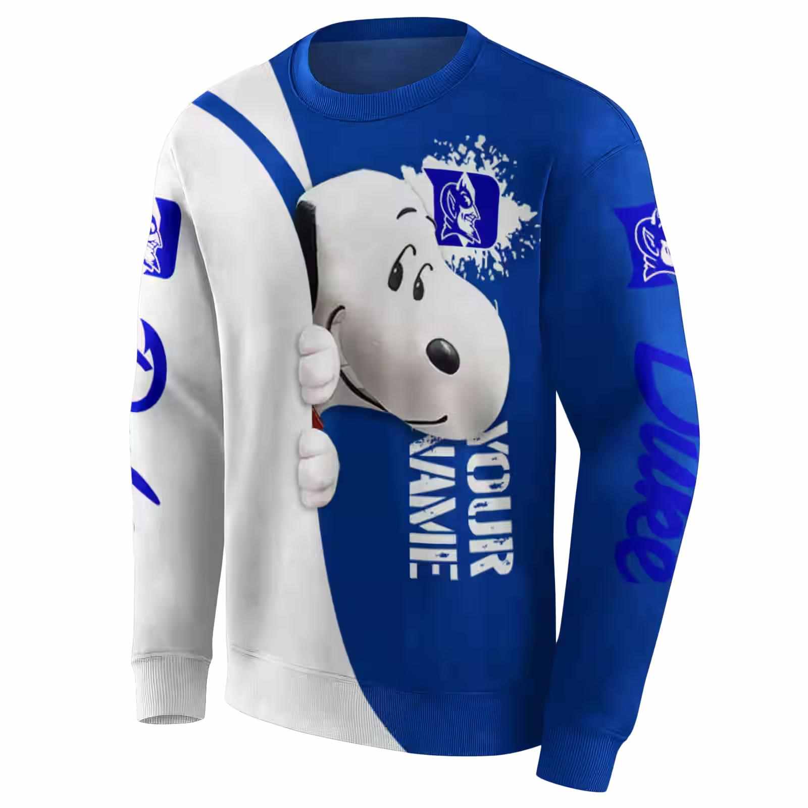 custom duke blue devils peeking snoopy blue hoodie new arrival