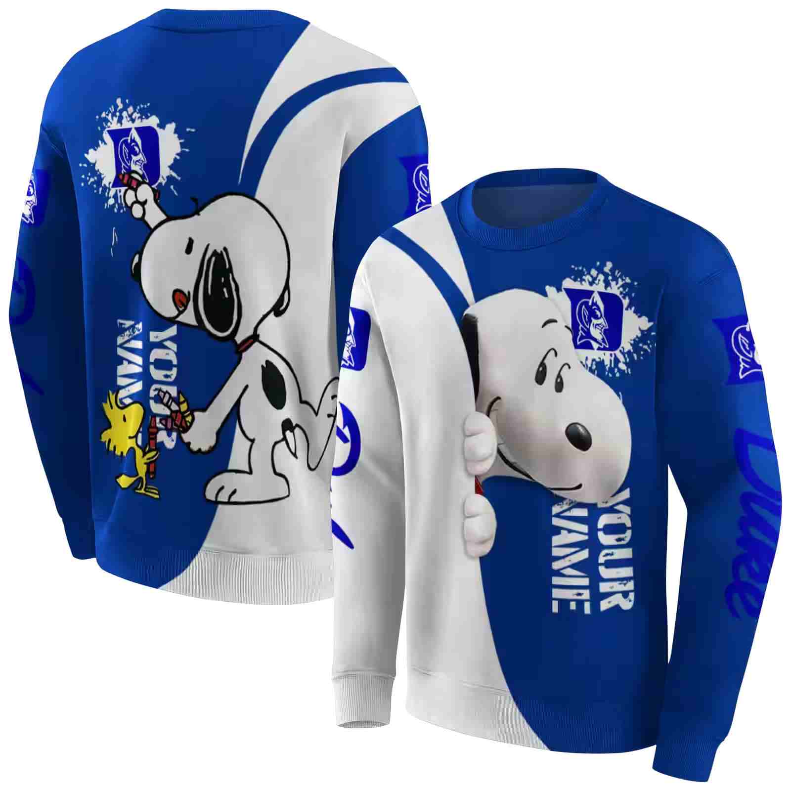 custom duke blue devils peeking snoopy blue hoodie premium grade