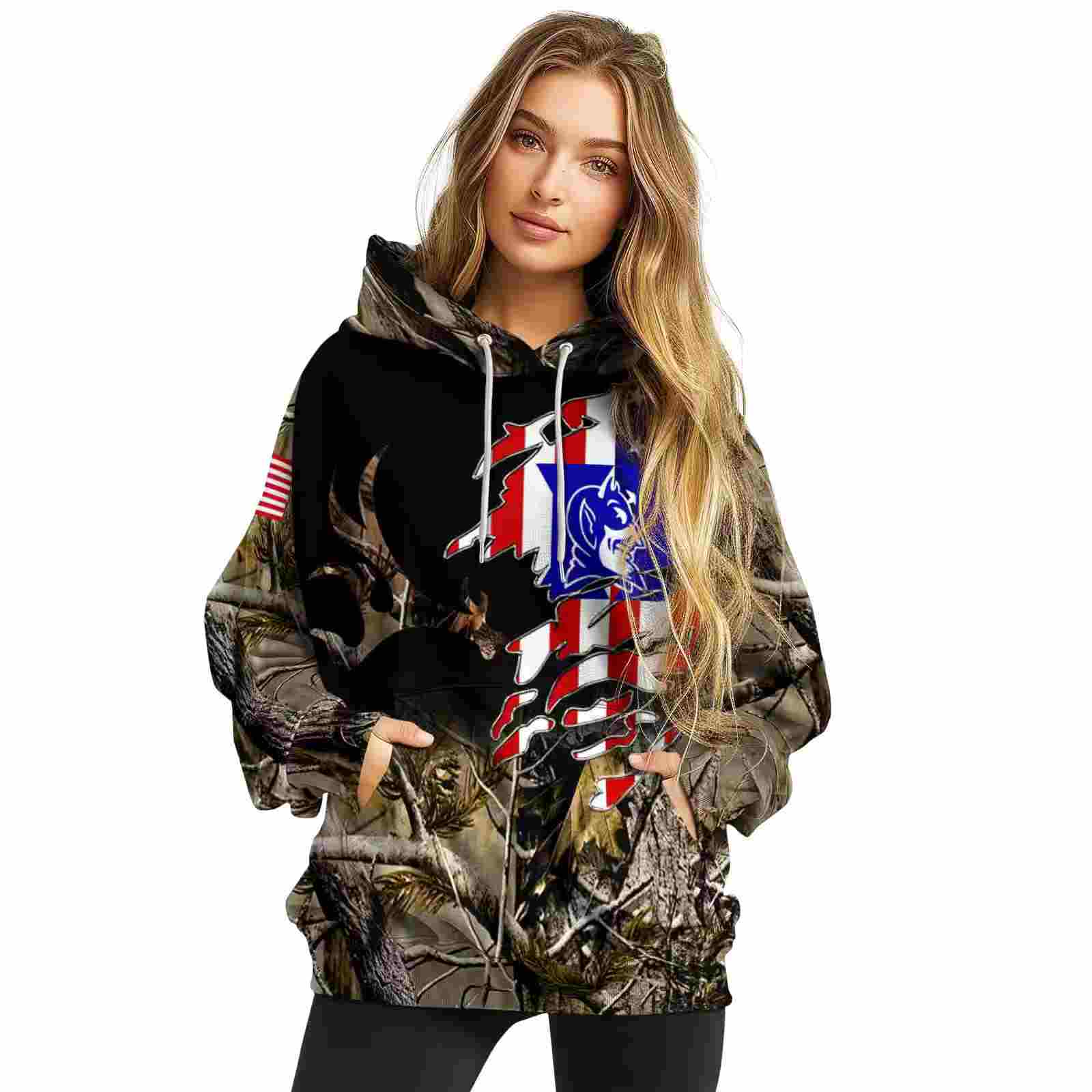 custom duke blue devils tree camo hoodie high quality