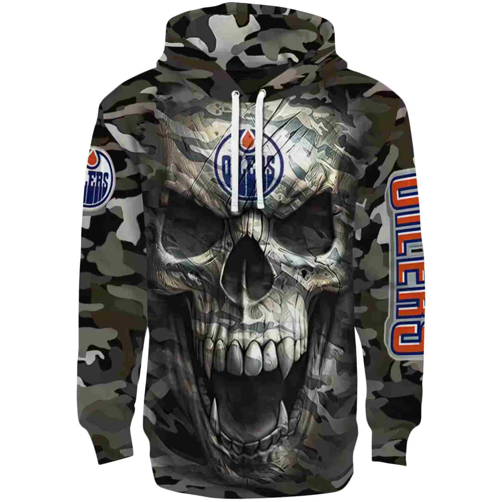 Custom Edmonton Oilers Camo Skull Hoodie