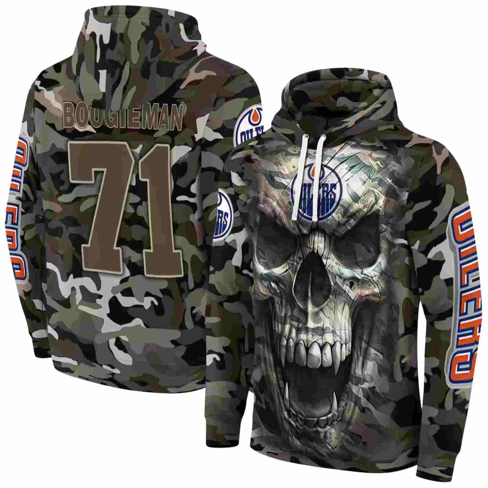 custom edmonton oilers camo skull hoodie fashion forward