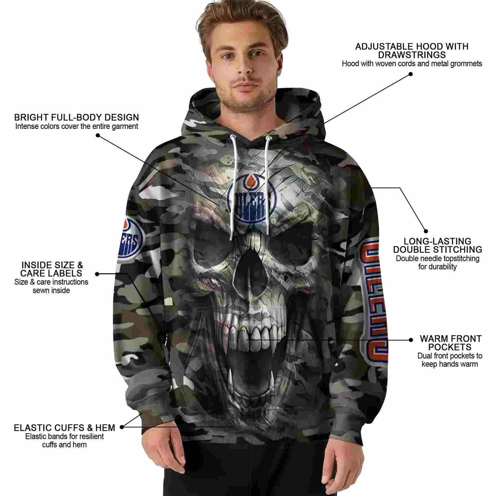 custom edmonton oilers camo skull hoodie latest model