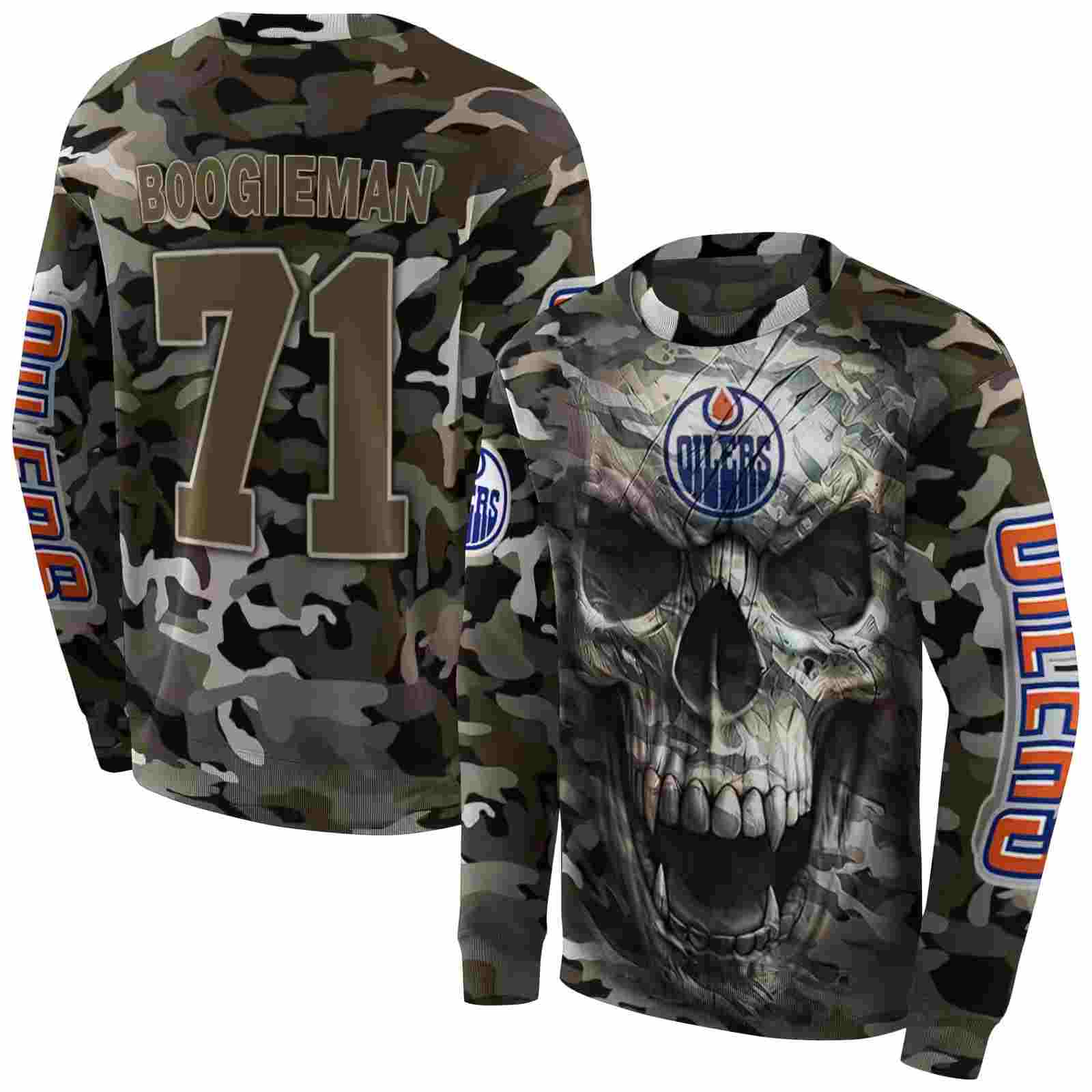 custom edmonton oilers camo skull hoodie premium grade