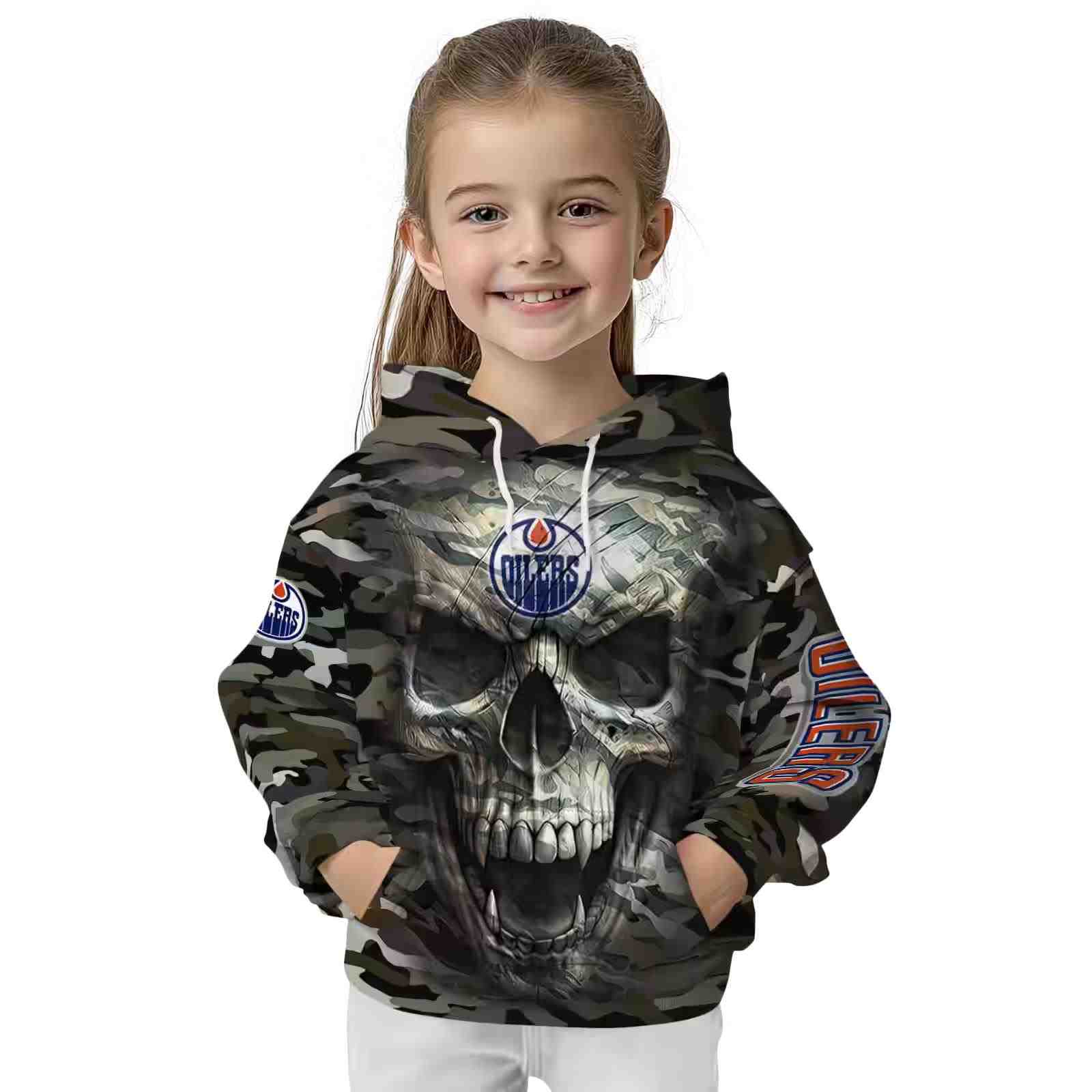 custom edmonton oilers camo skull hoodie top rated