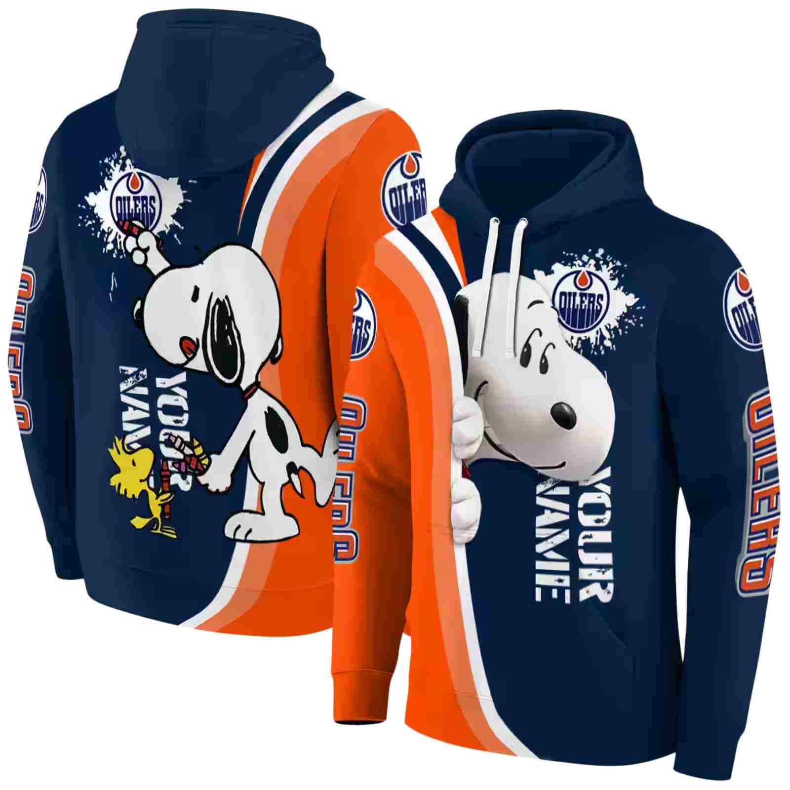 custom edmonton oilers peeking snoopy blue hoodie fashion forward