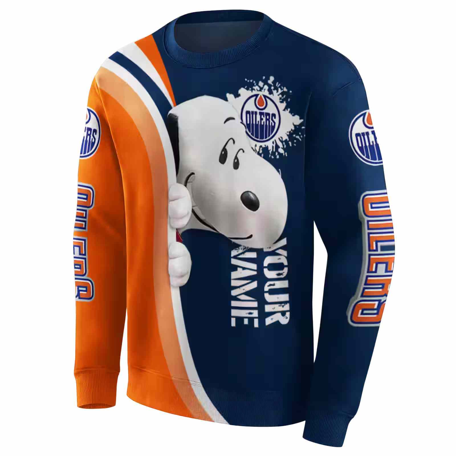 custom edmonton oilers peeking snoopy blue hoodie new arrival