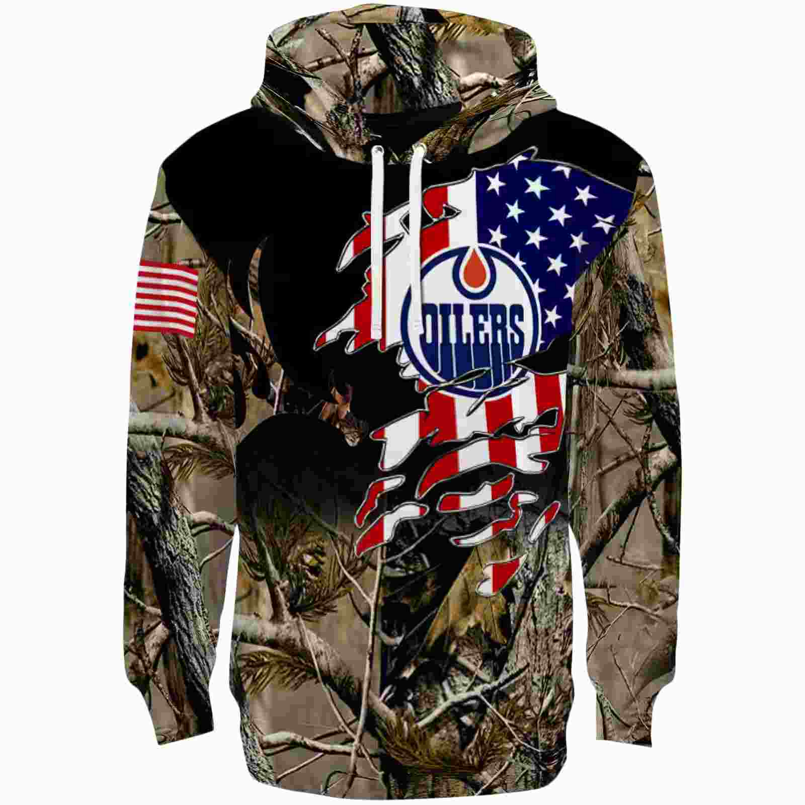 Custom Edmonton Oilers Tree Camo Hoodie