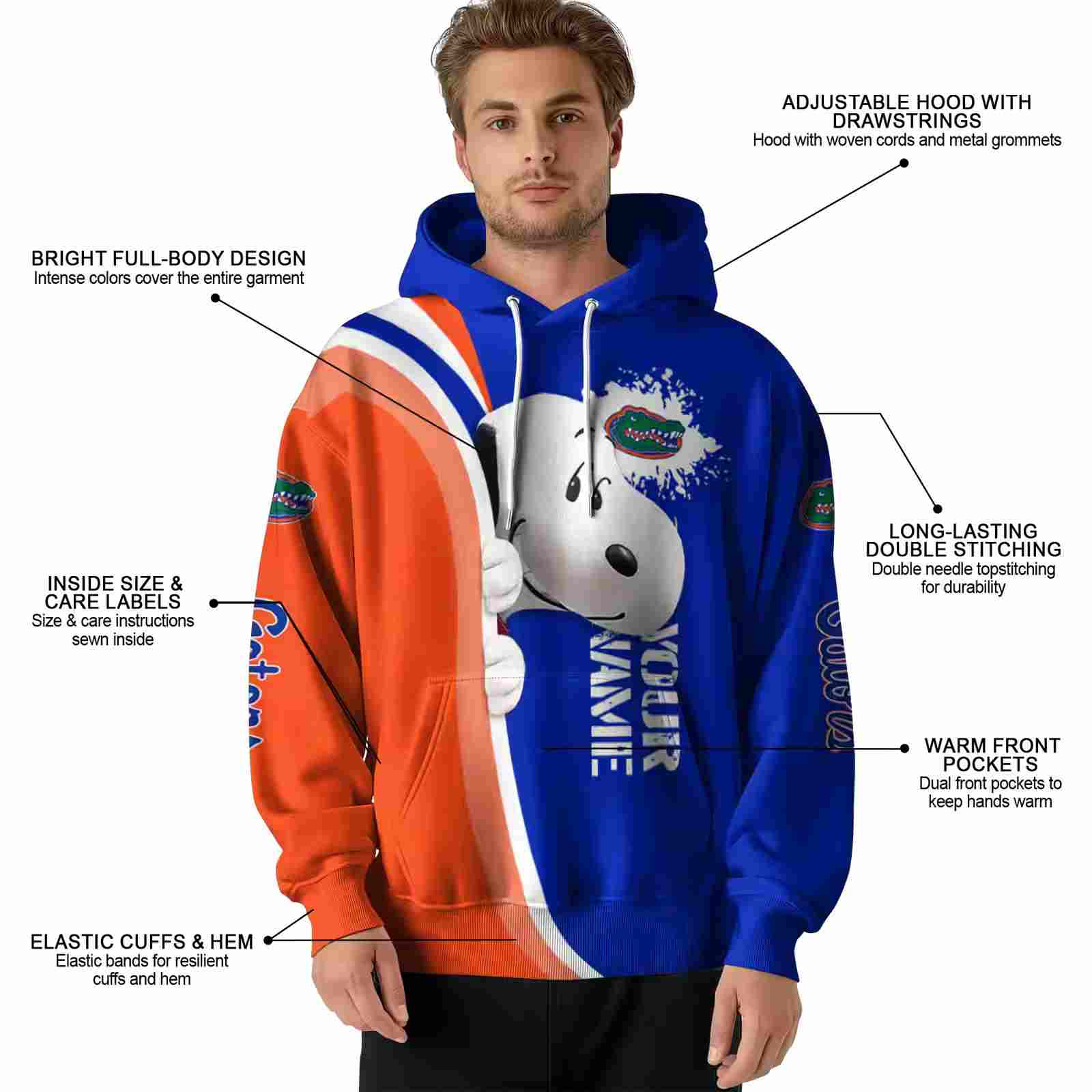 custom florida gators peeking snoopy blue hoodie latest model