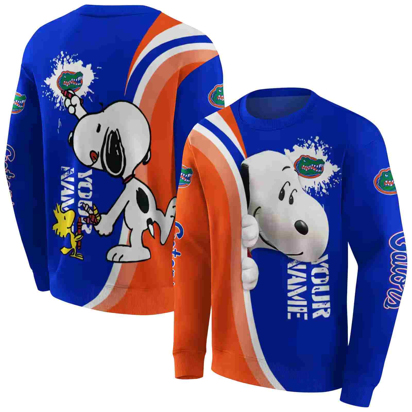 custom florida gators peeking snoopy blue hoodie premium grade