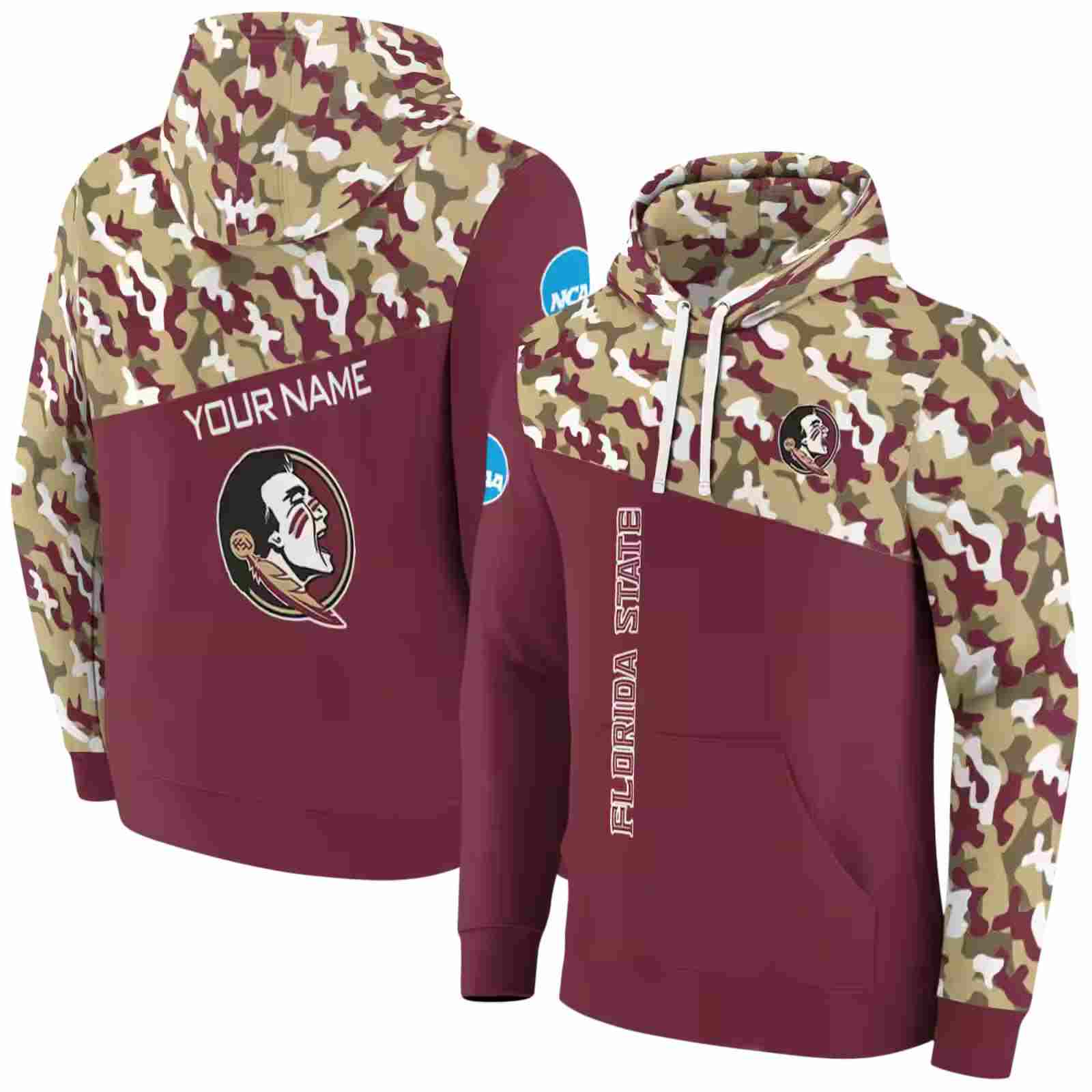 custom florida state seminoles camo pattern garnet hoodie fashion forward