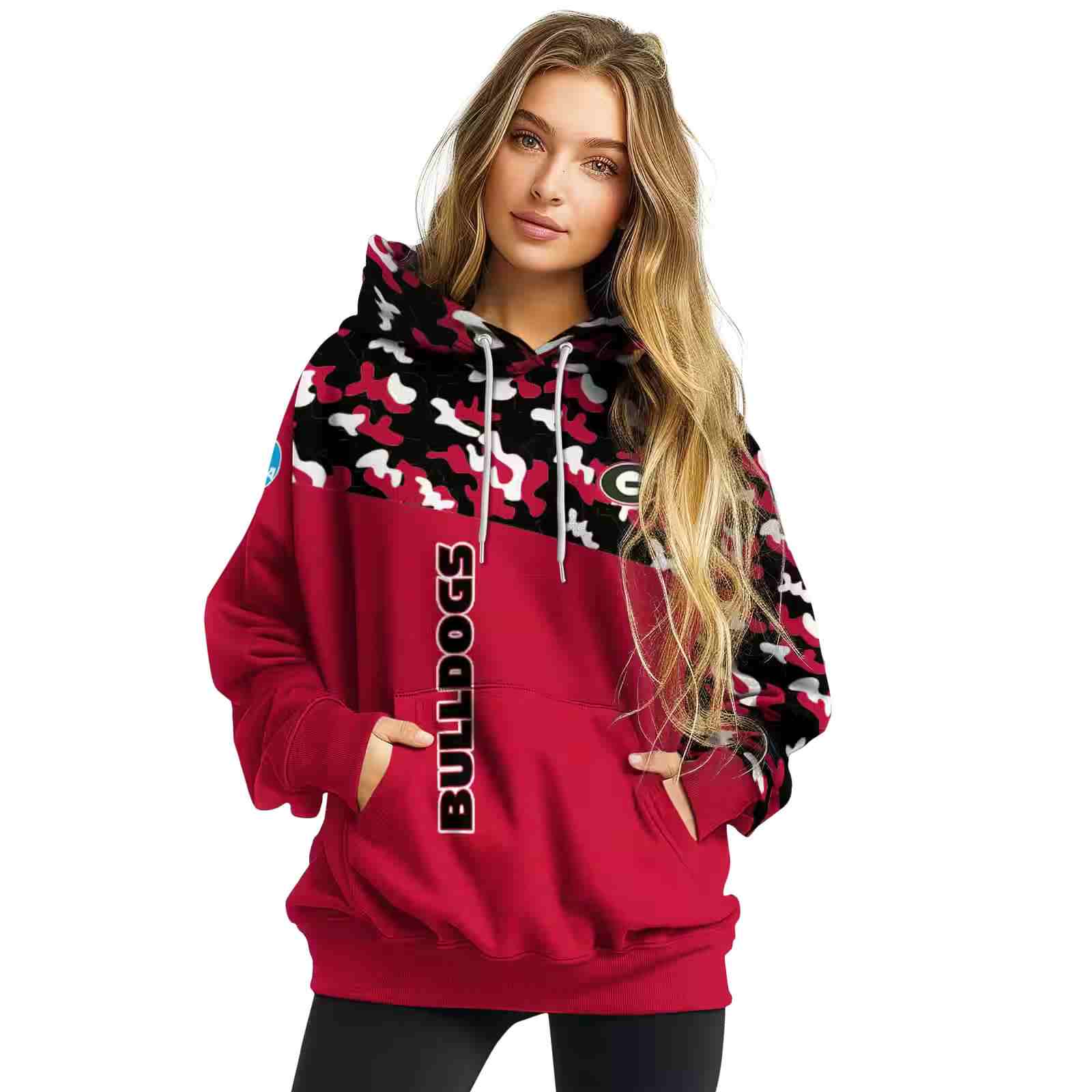 custom georgia bulldogs camo pattern red hoodie high quality