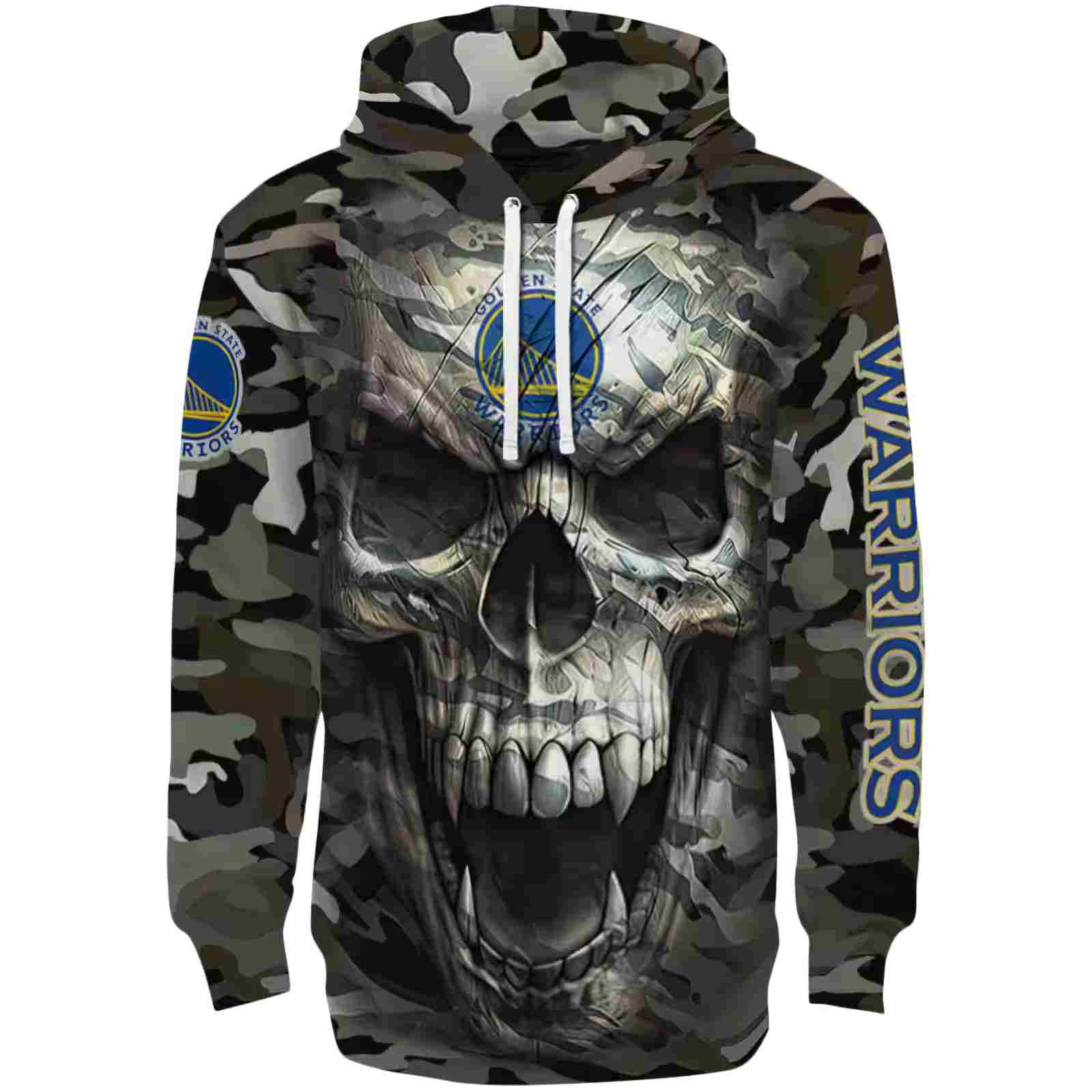 Custom Golden State Warriors Camo Skull Hoodie