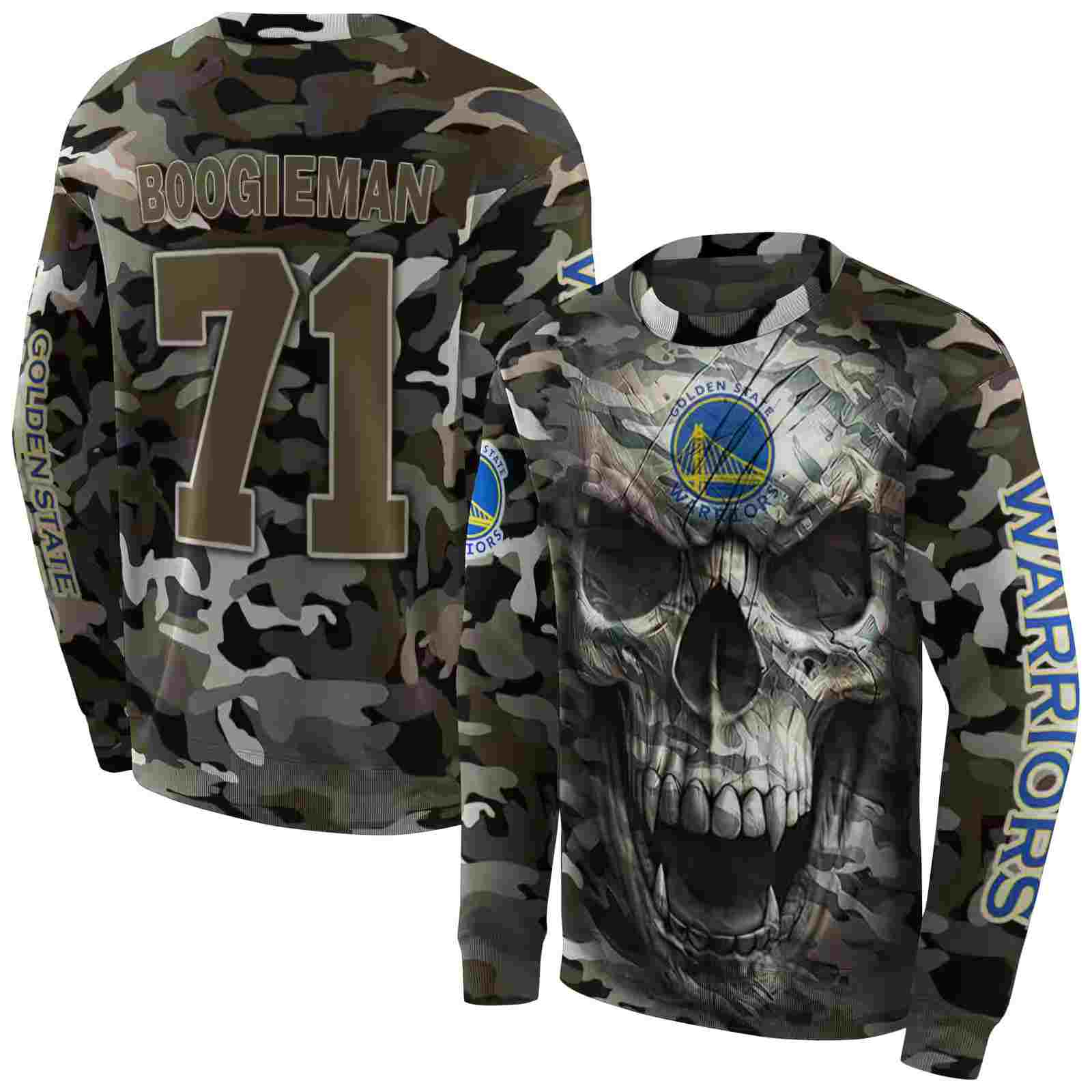 custom golden state warriors camo skull hoodie premium grade