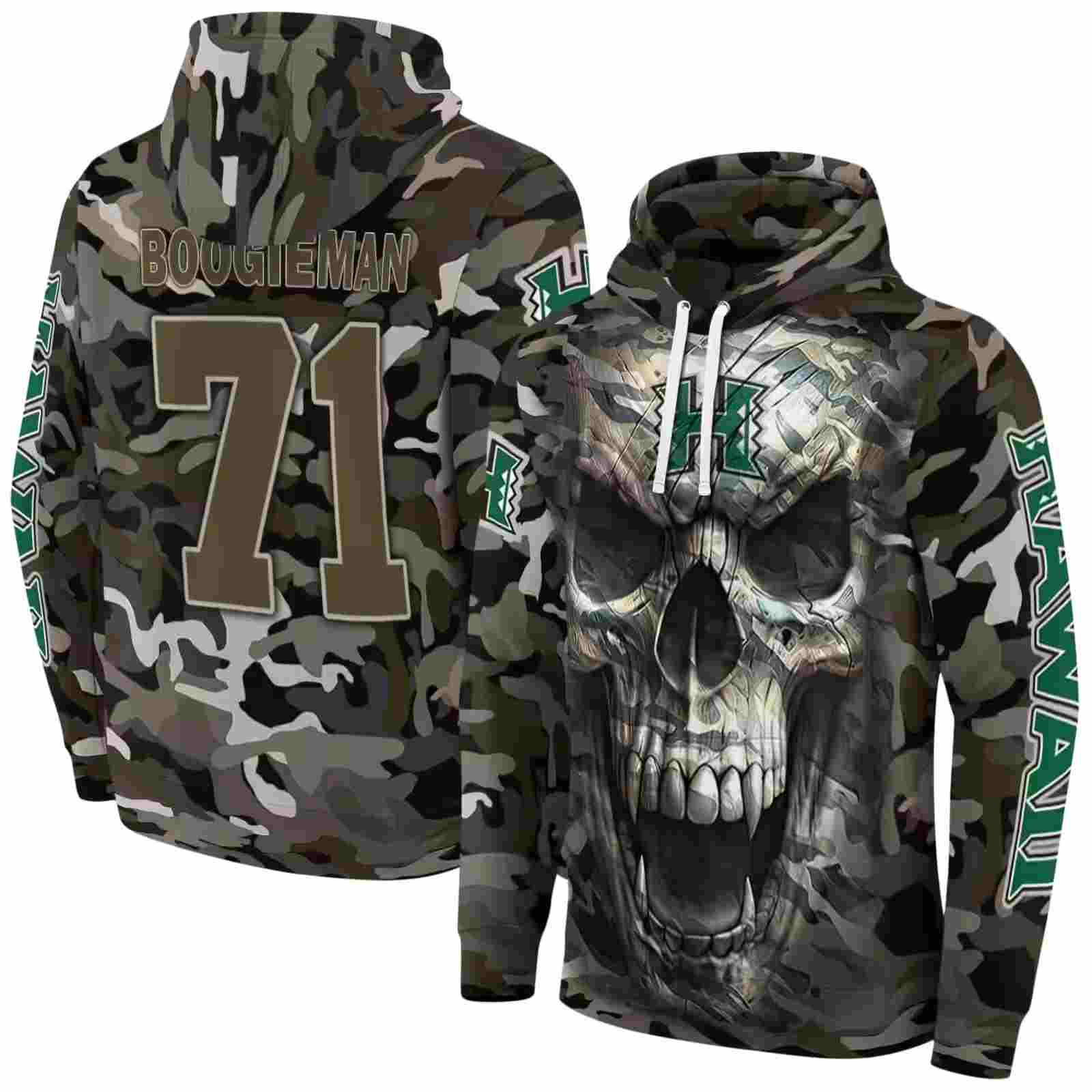 custom hawaii rainbow warriors camo skull hoodie fashion forward