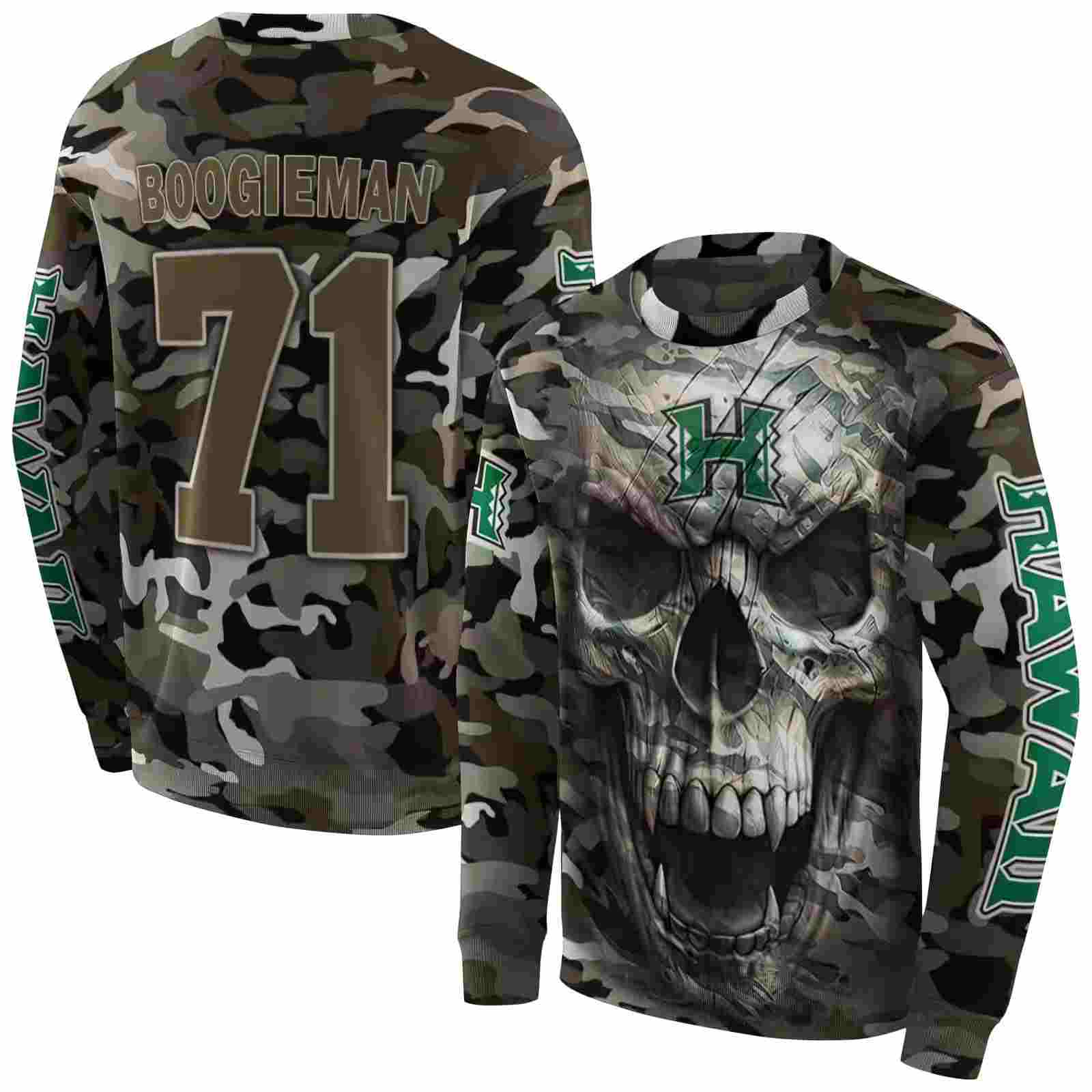 custom hawaii rainbow warriors camo skull hoodie premium grade