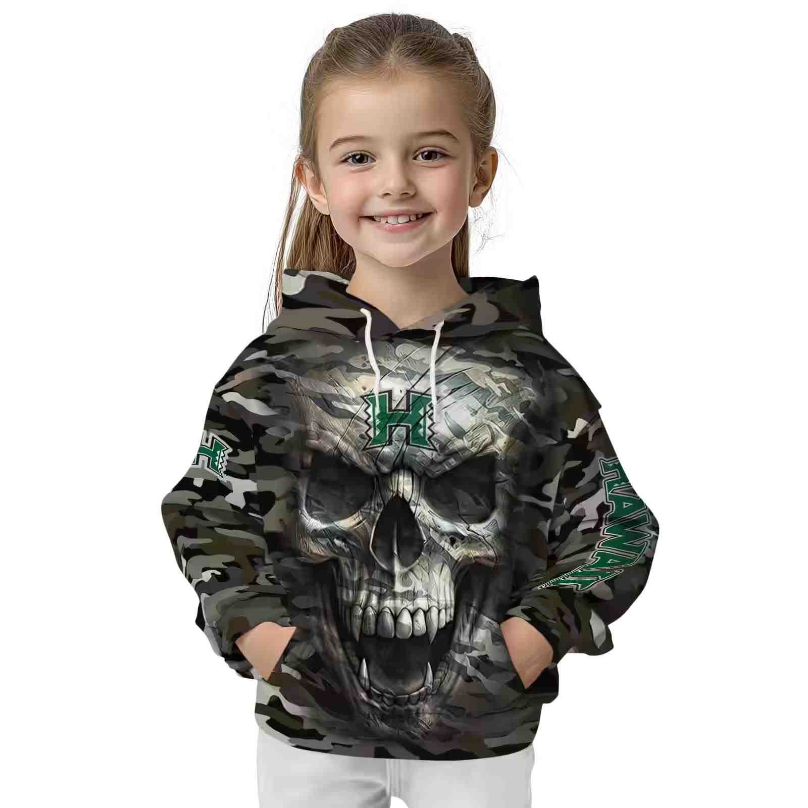 custom hawaii rainbow warriors camo skull hoodie top rated