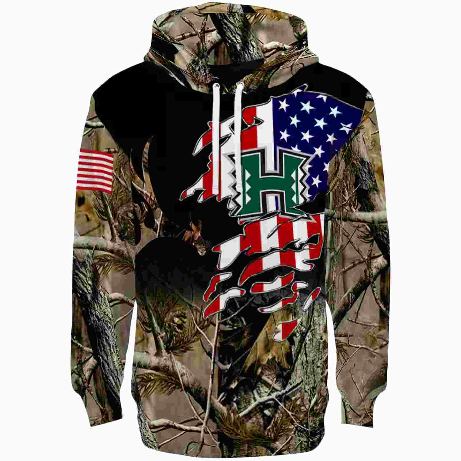 Custom Hawaii Rainbow Warriors Tree Camo Hoodie