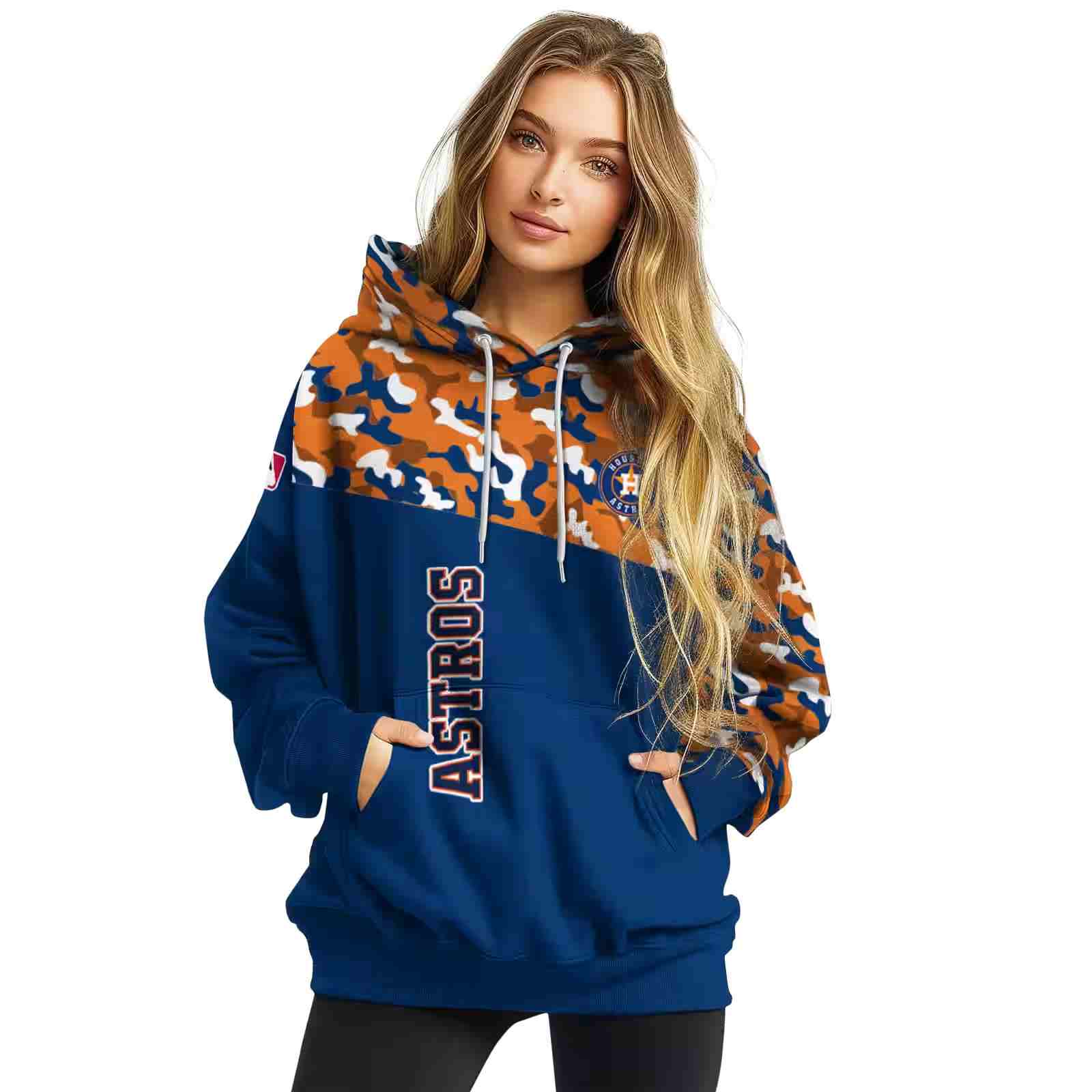 custom houston astros camo pattern blue hoodie high quality