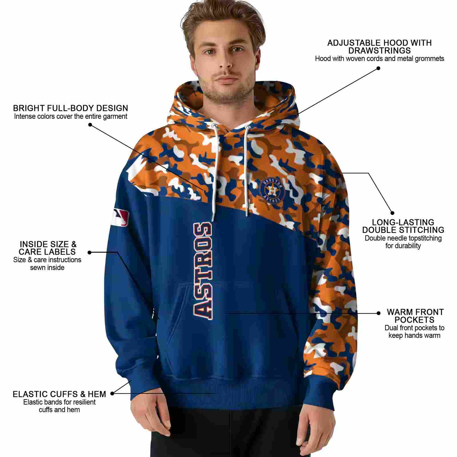 custom houston astros camo pattern blue hoodie latest model