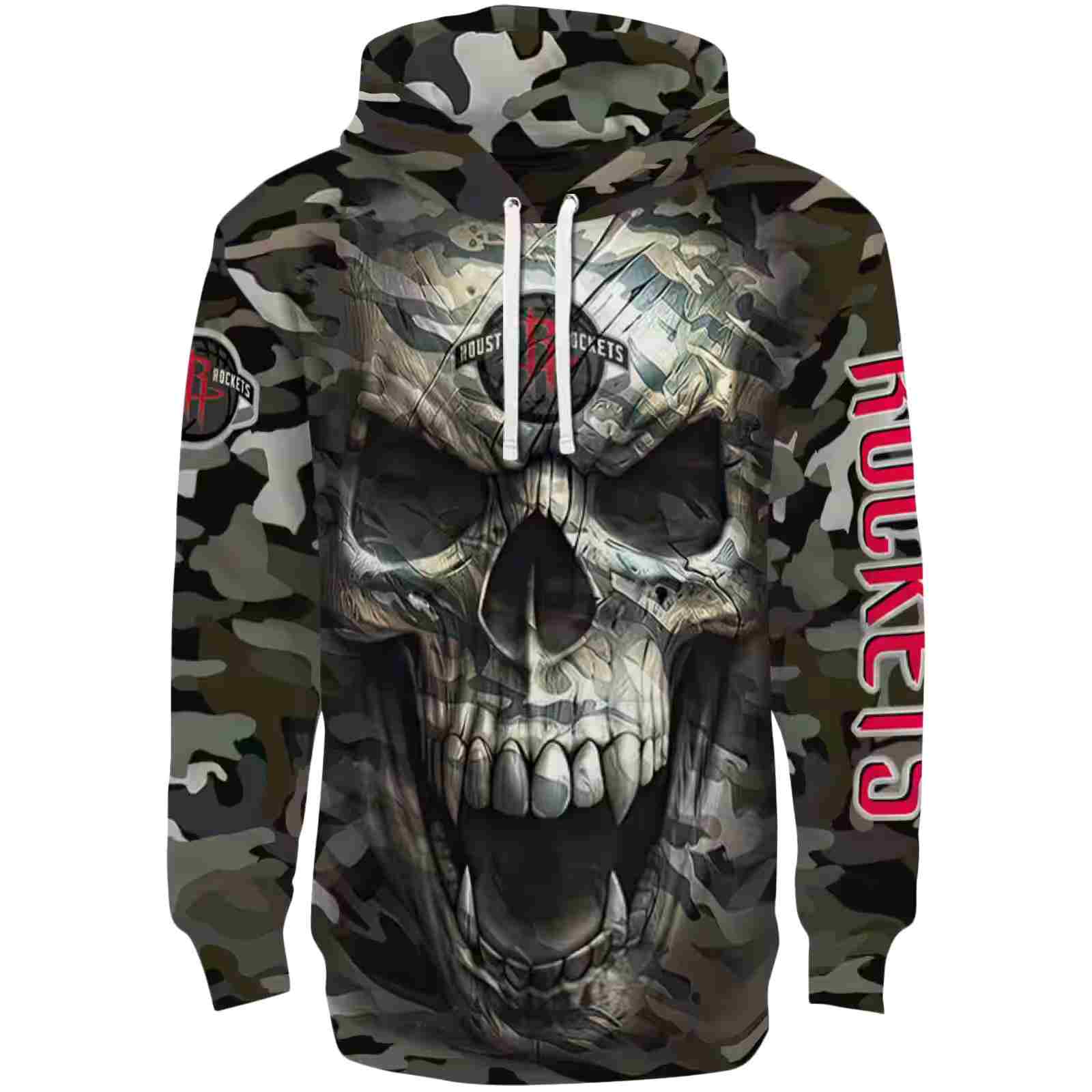 Custom Houston Rockets Camo Skull Hoodie