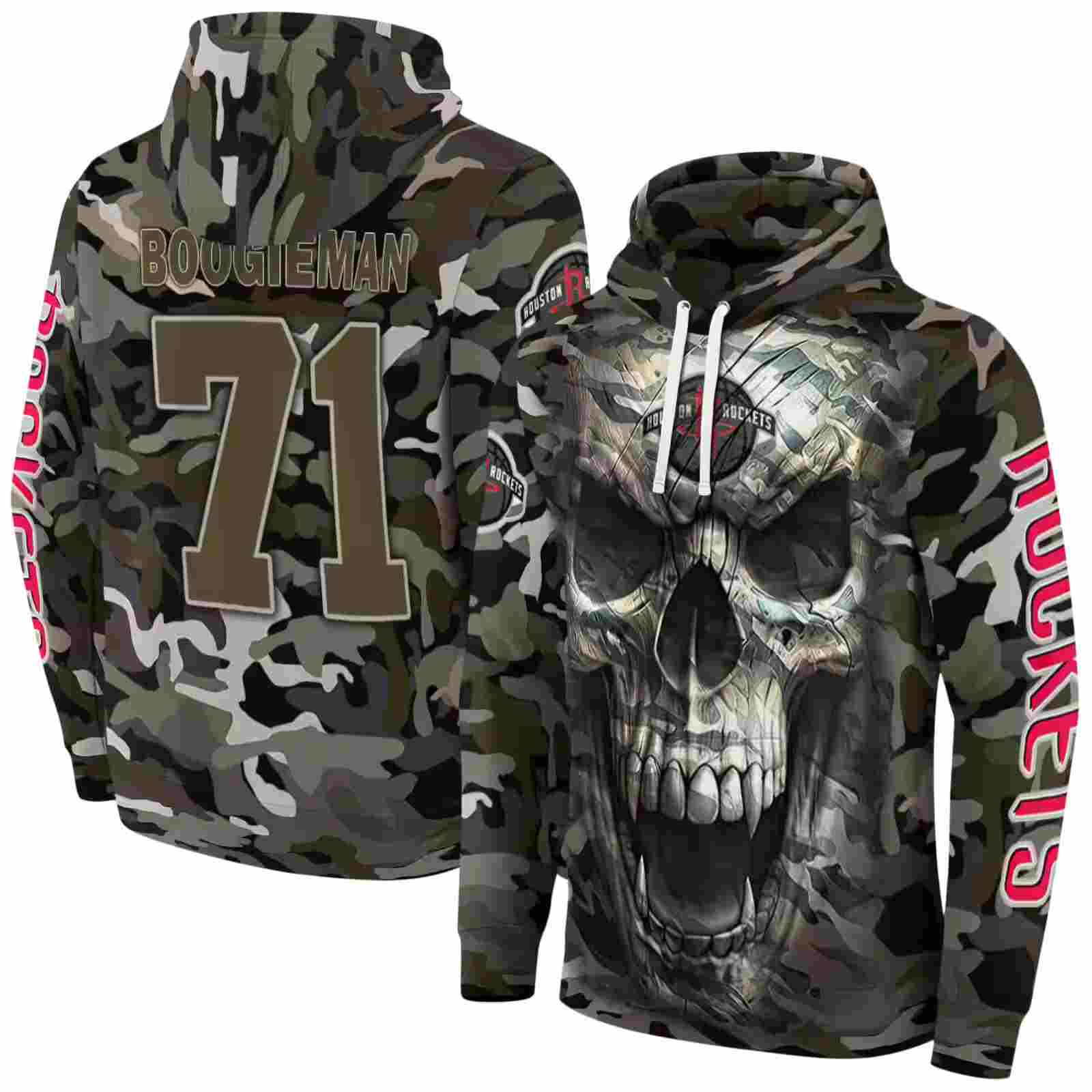 custom houston rockets camo skull hoodie fashion forward