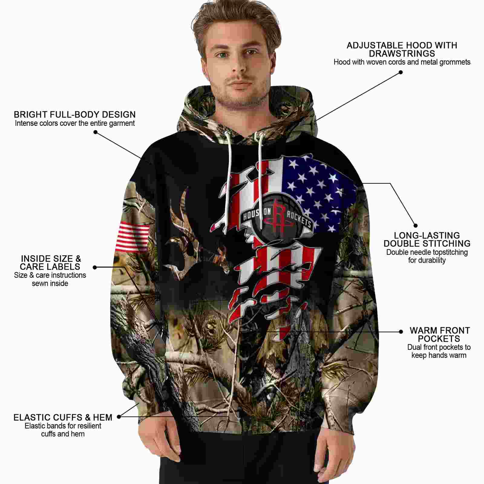 custom houston rockets tree camo hoodie latest model