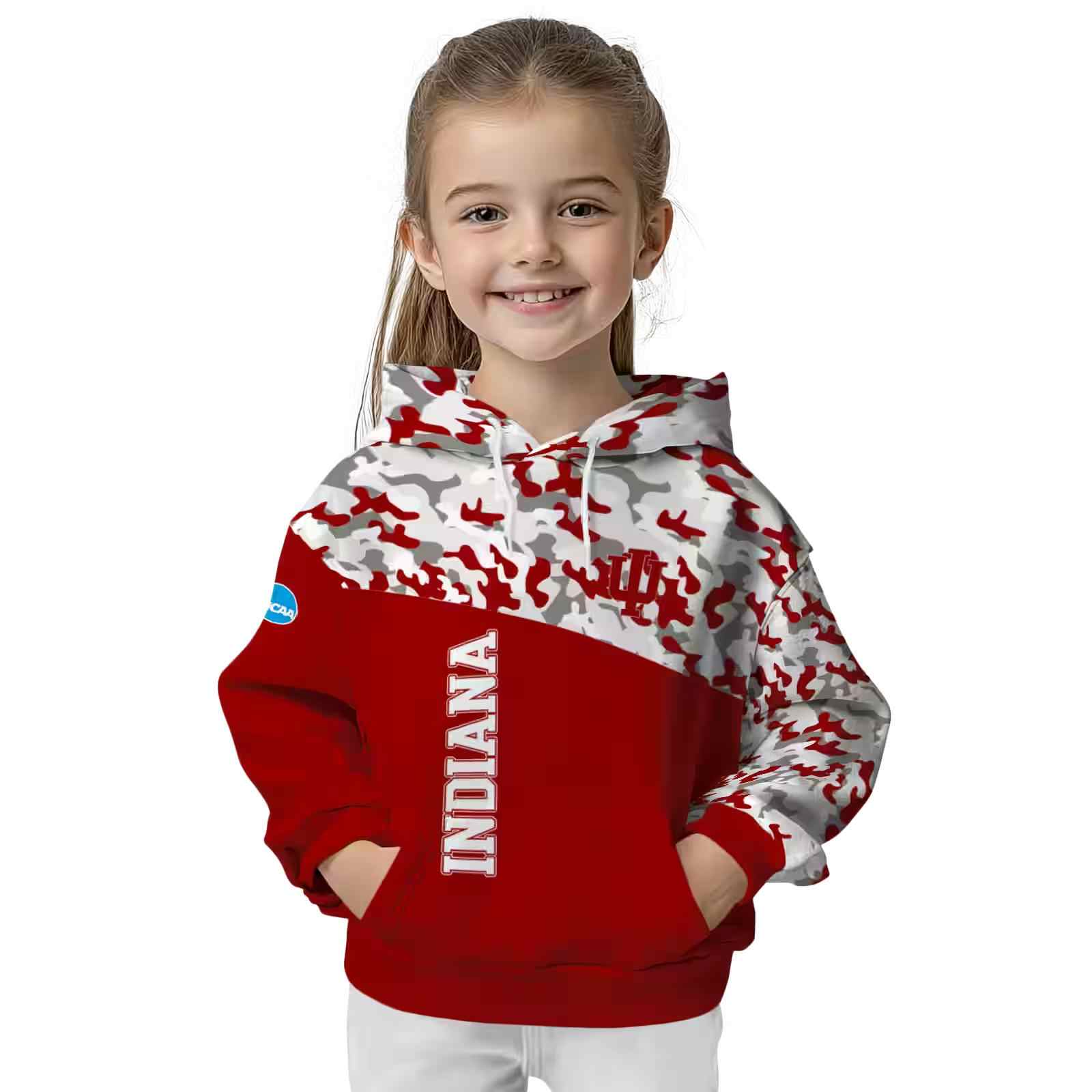 custom indiana hoosiers camo pattern red hoodie top rated