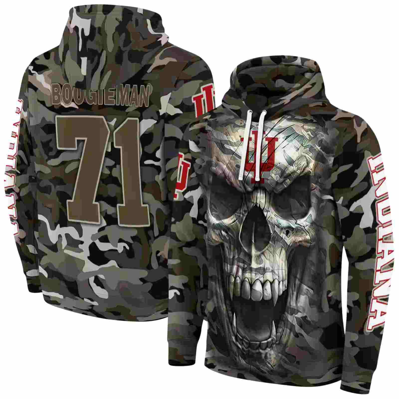 custom indiana hoosiers camo skull hoodie fashion forward