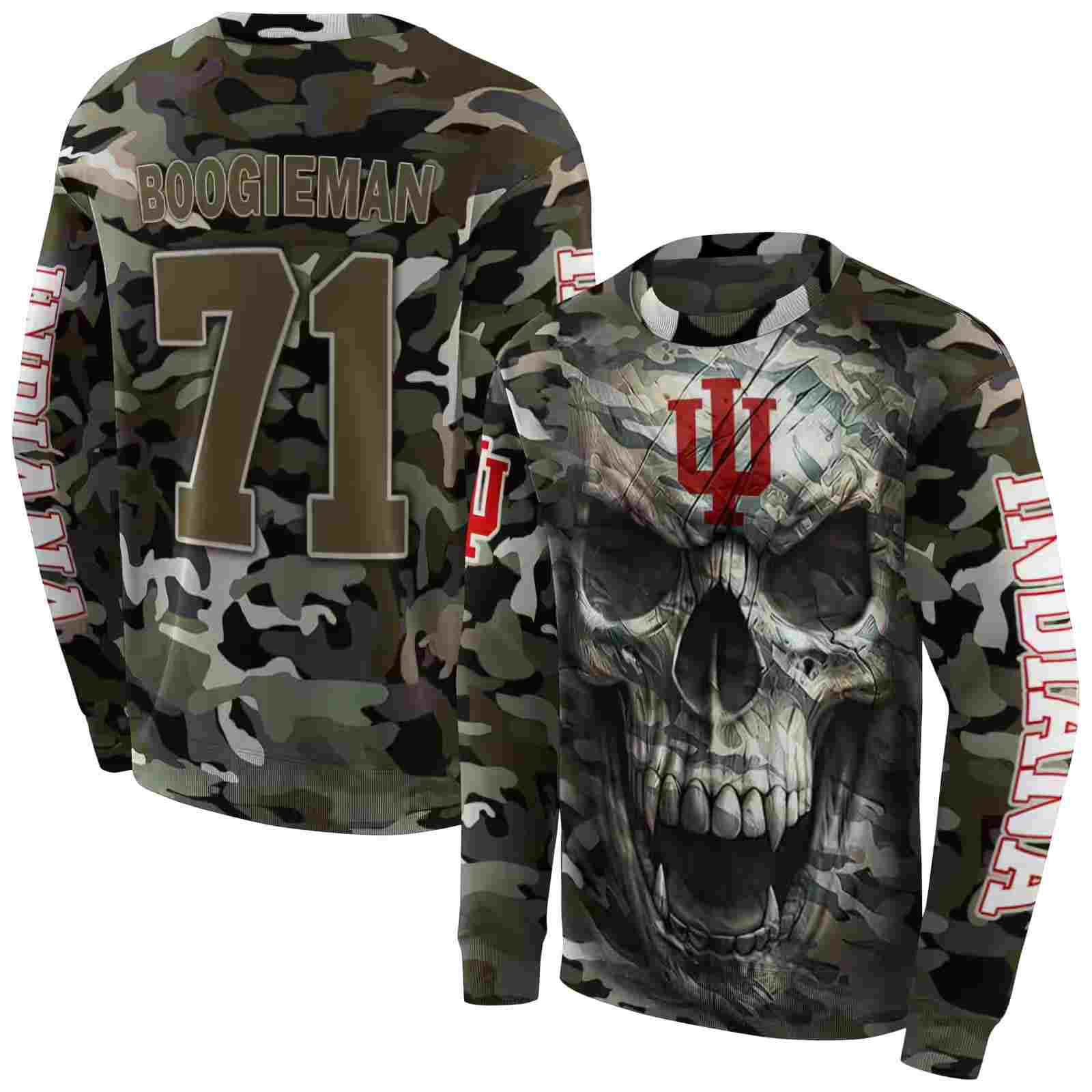 custom indiana hoosiers camo skull hoodie premium grade