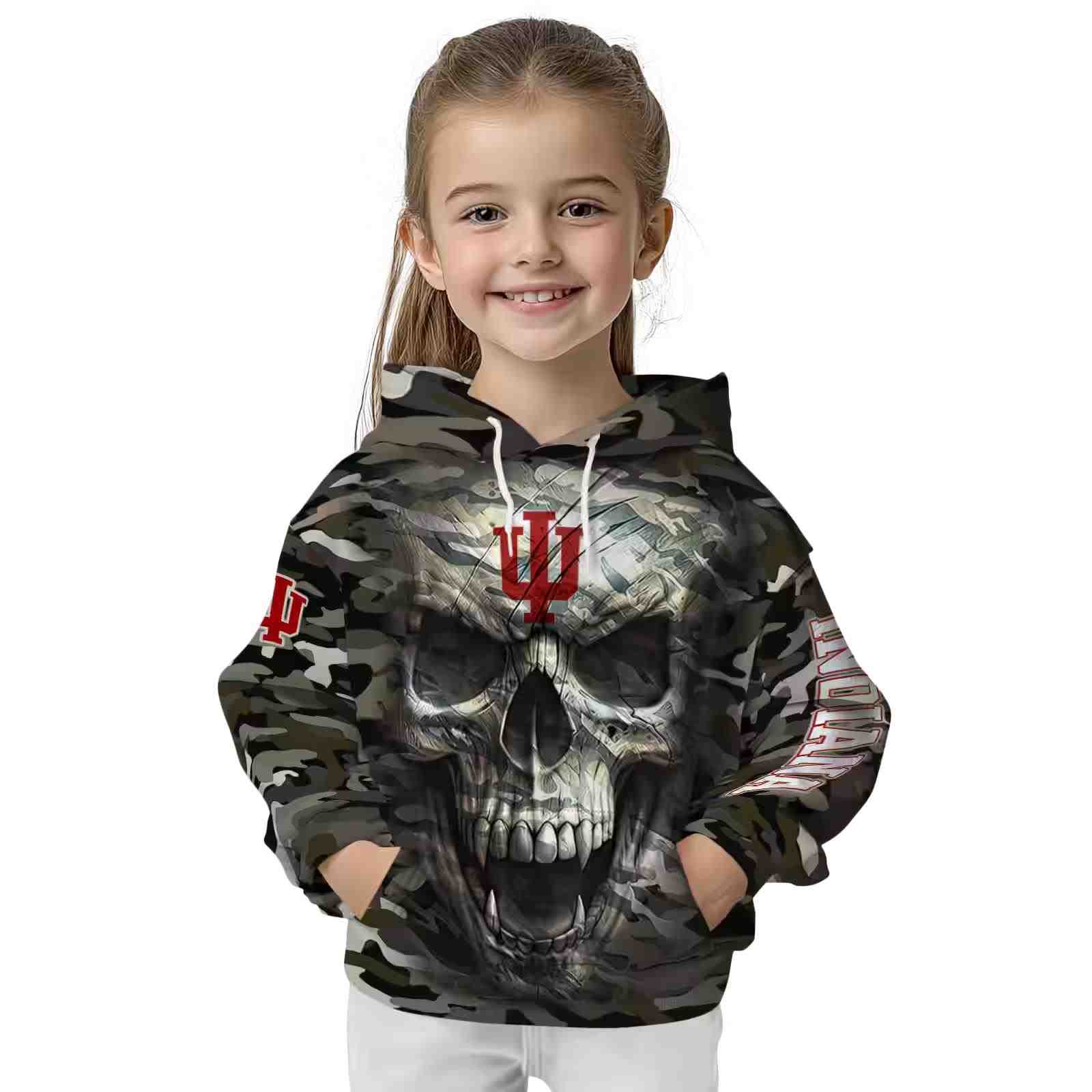 custom indiana hoosiers camo skull hoodie top rated