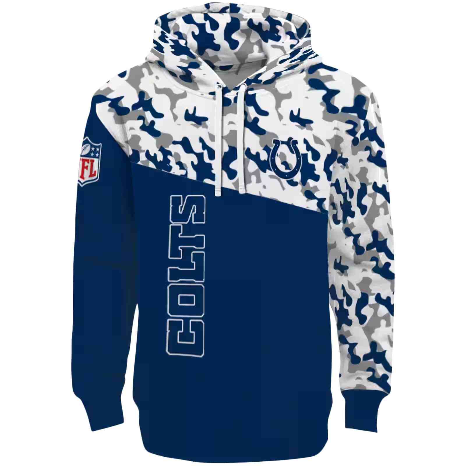 Custom Indianapolis Colts Camo Pattern Blue Hoodie