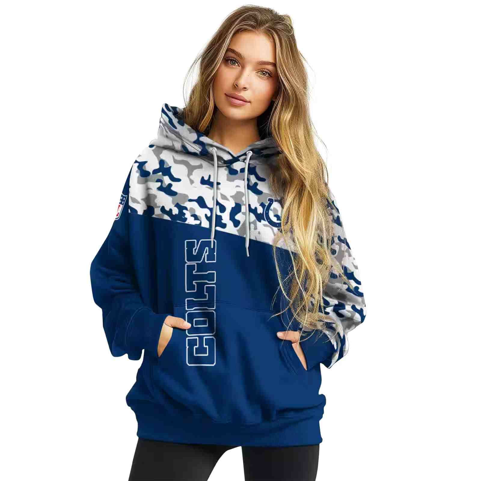 custom indianapolis colts camo pattern blue hoodie high quality