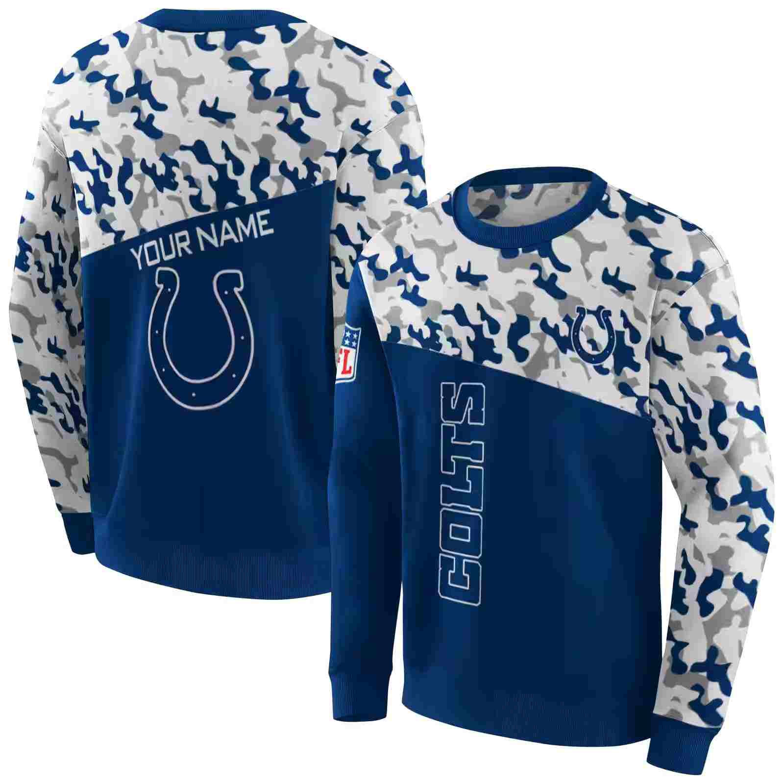 custom indianapolis colts camo pattern blue hoodie premium grade