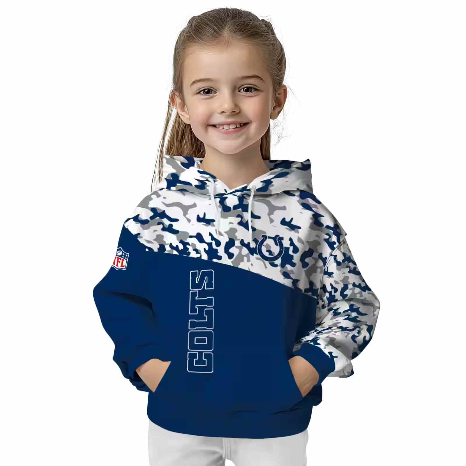 custom indianapolis colts camo pattern blue hoodie top rated