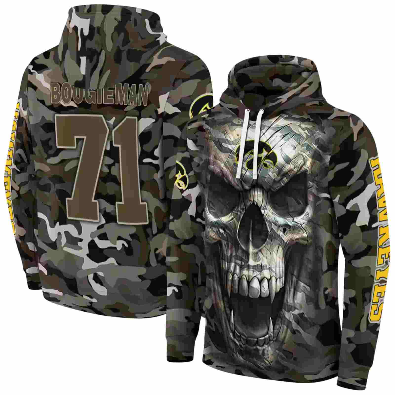 custom iowa hawkeyes camo skull hoodie fashion forward