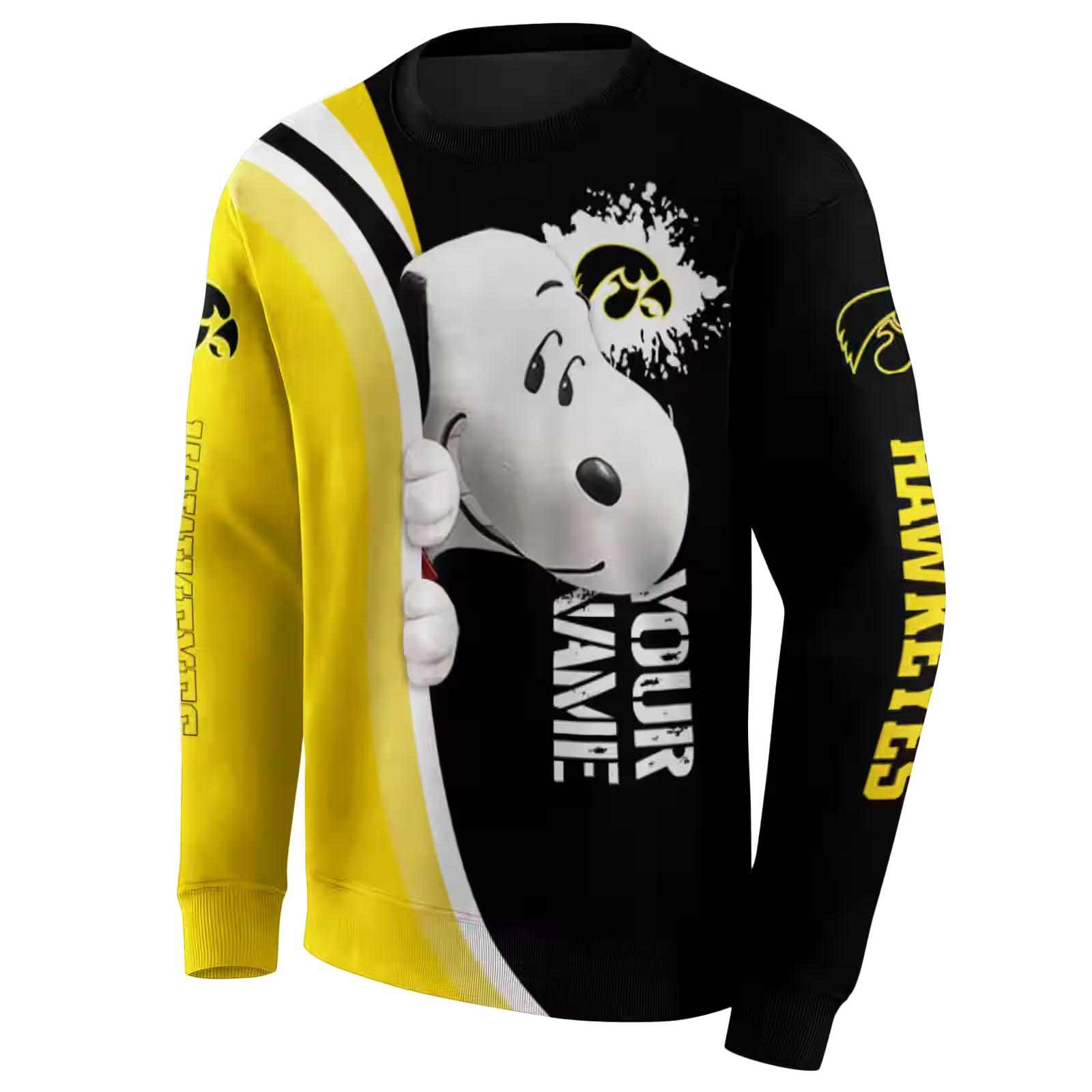 custom iowa hawkeyes peeking snoopy black hoodie new arrival