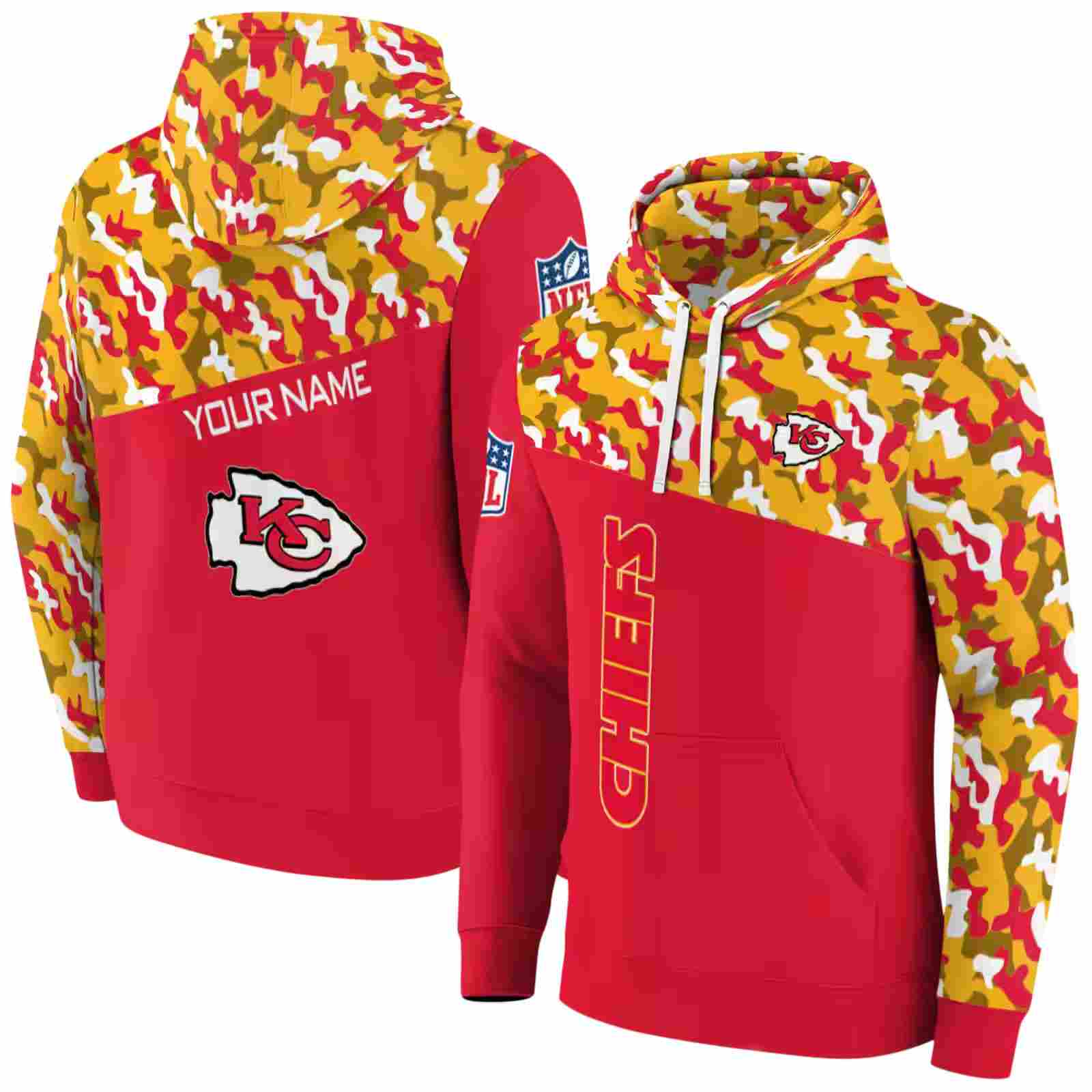 custom kansas city chiefs camo pattern red hoodie fashion forward