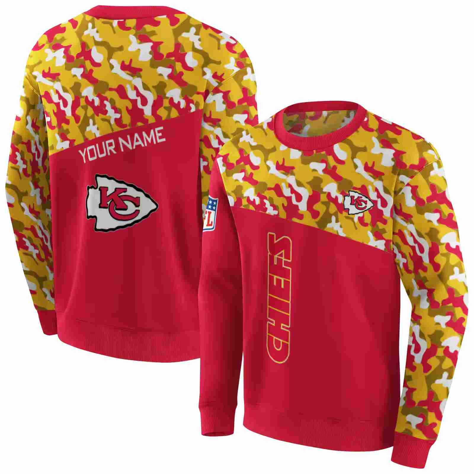 custom kansas city chiefs camo pattern red hoodie premium grade