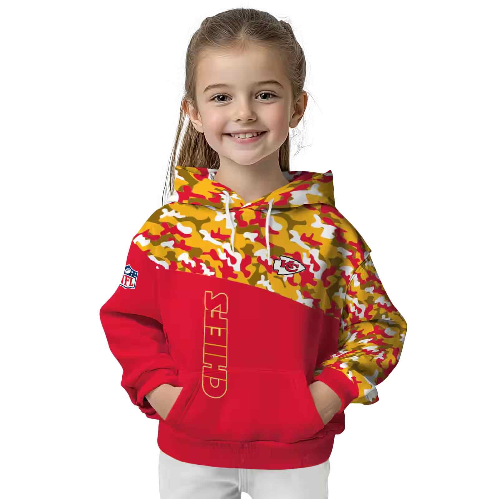 custom kansas city chiefs camo pattern red hoodie top rated