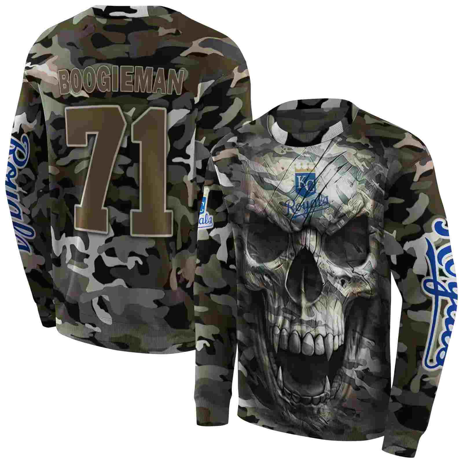 custom kansas city royals camo skull hoodie premium grade