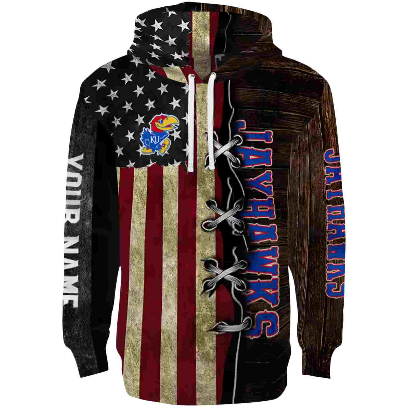 Custom Kansas Jayhawks American Pride Hoodie