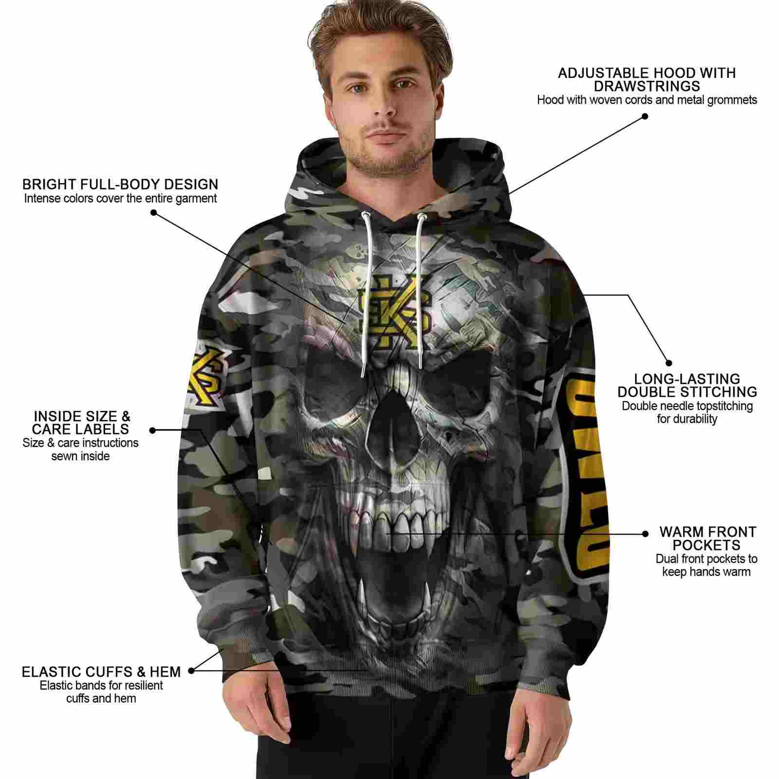 custom kennesaw state owls camo skull hoodie latest model