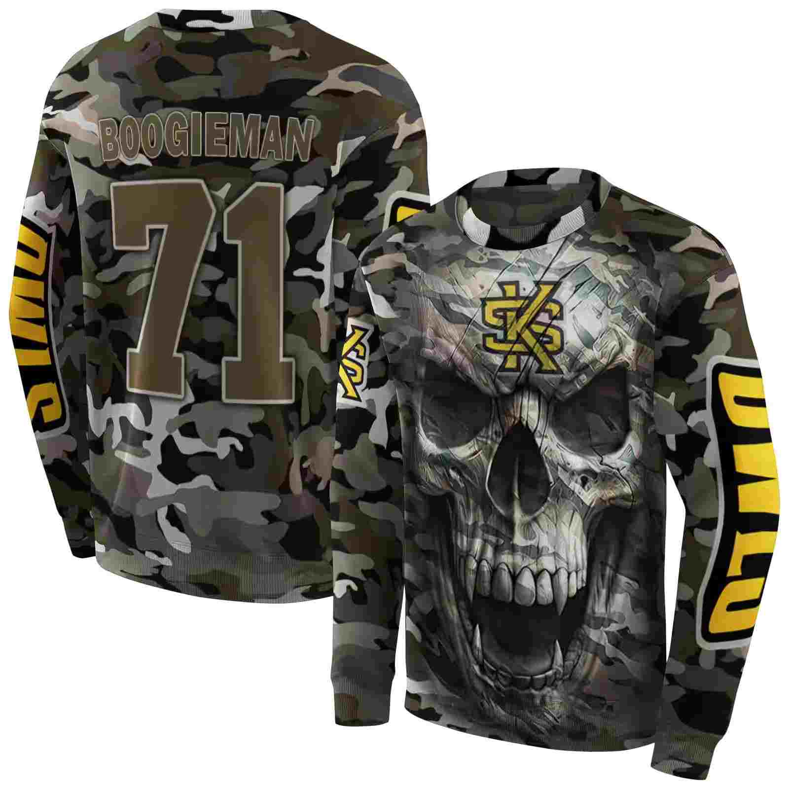 custom kennesaw state owls camo skull hoodie premium grade