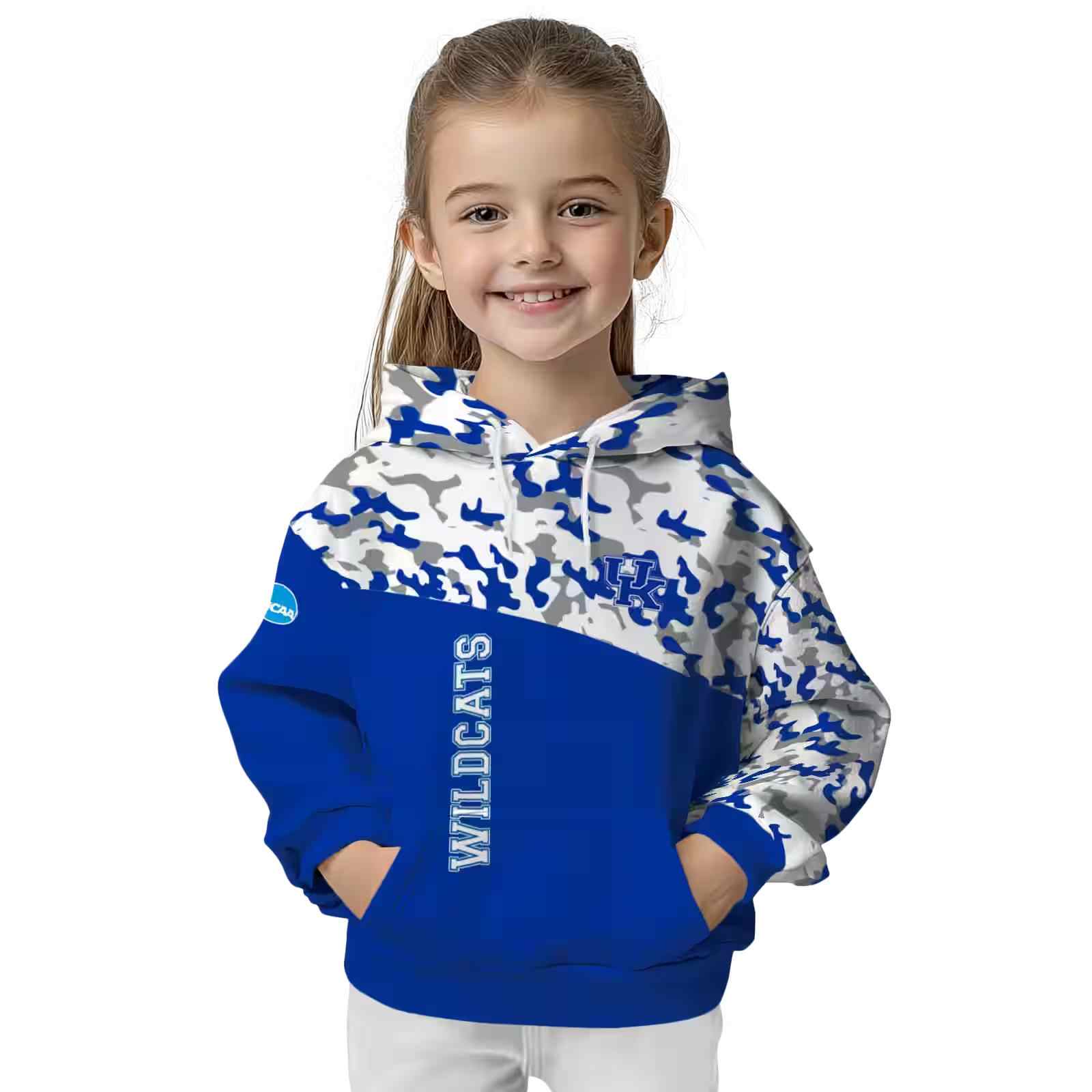 custom kentucky wildcats camo pattern blue hoodie top rated