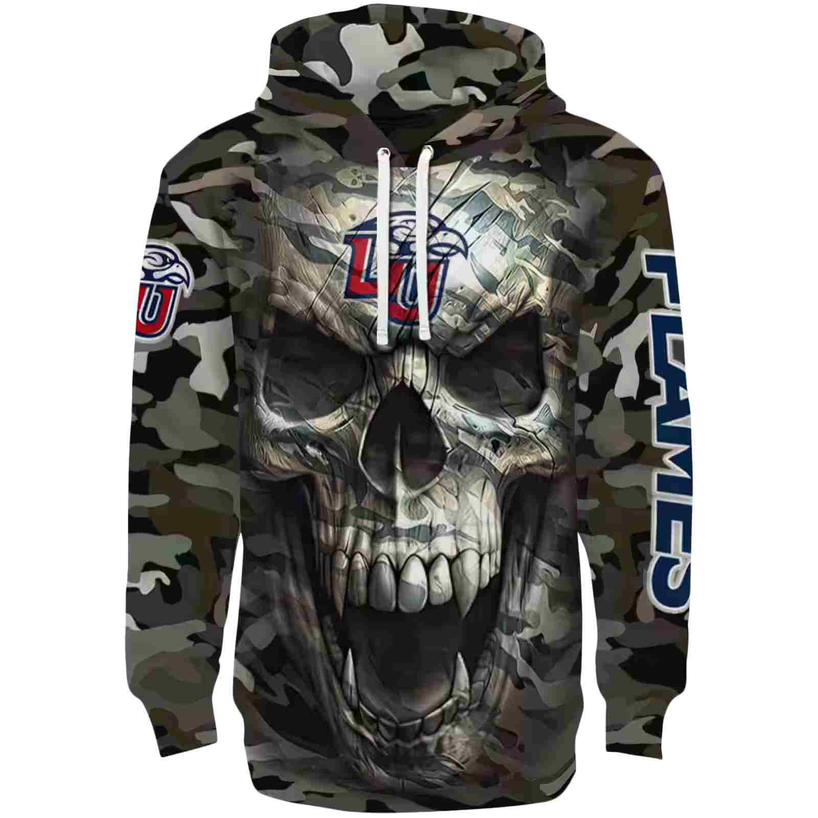 Custom Liberty Flames Camo Skull Hoodie