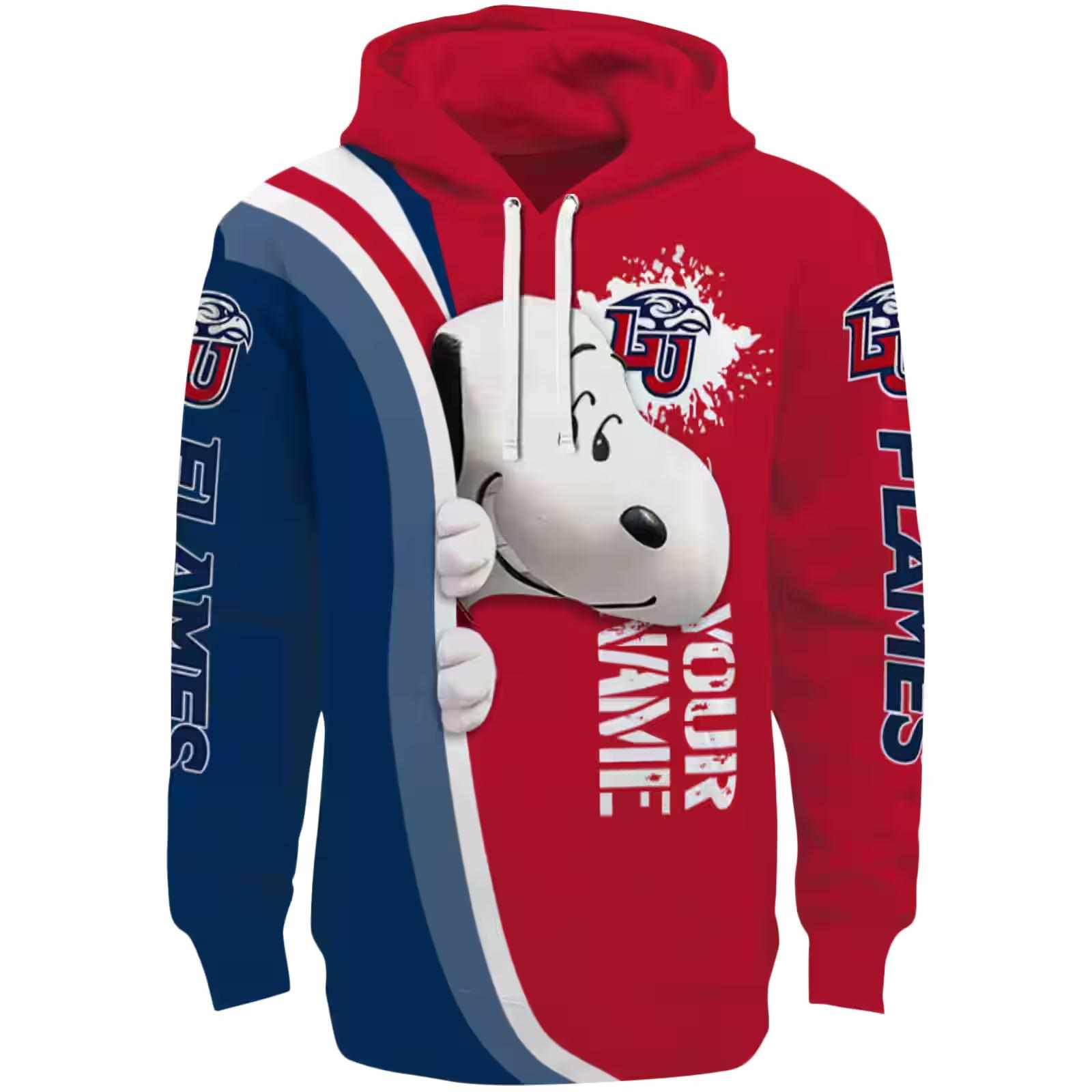 Custom Liberty Flames Peeking Snoopy Red Hoodie