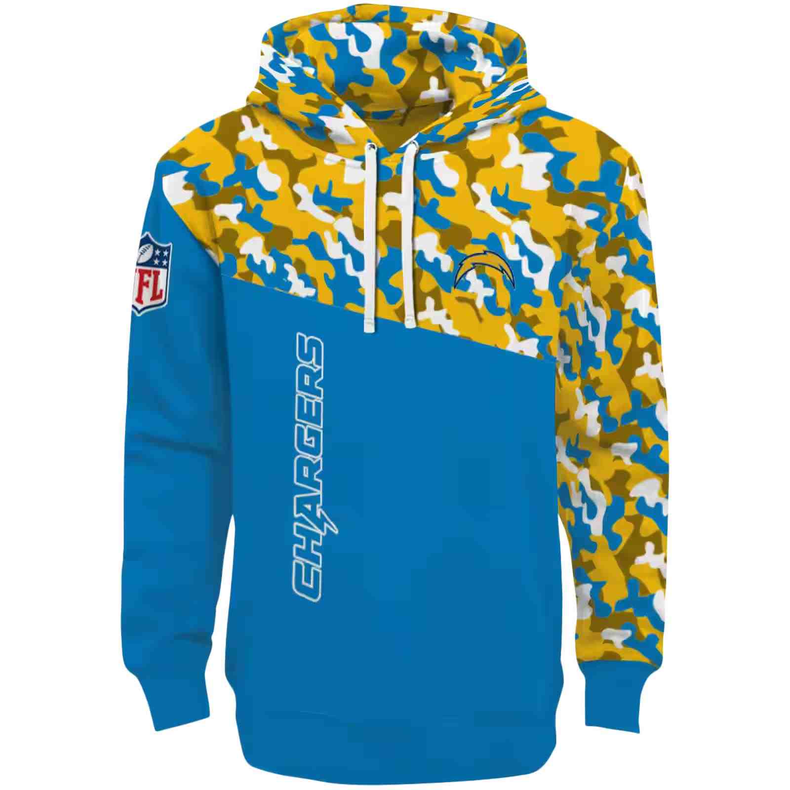 Custom Los Angeles Chargers Camo Pattern Blue Hoodie