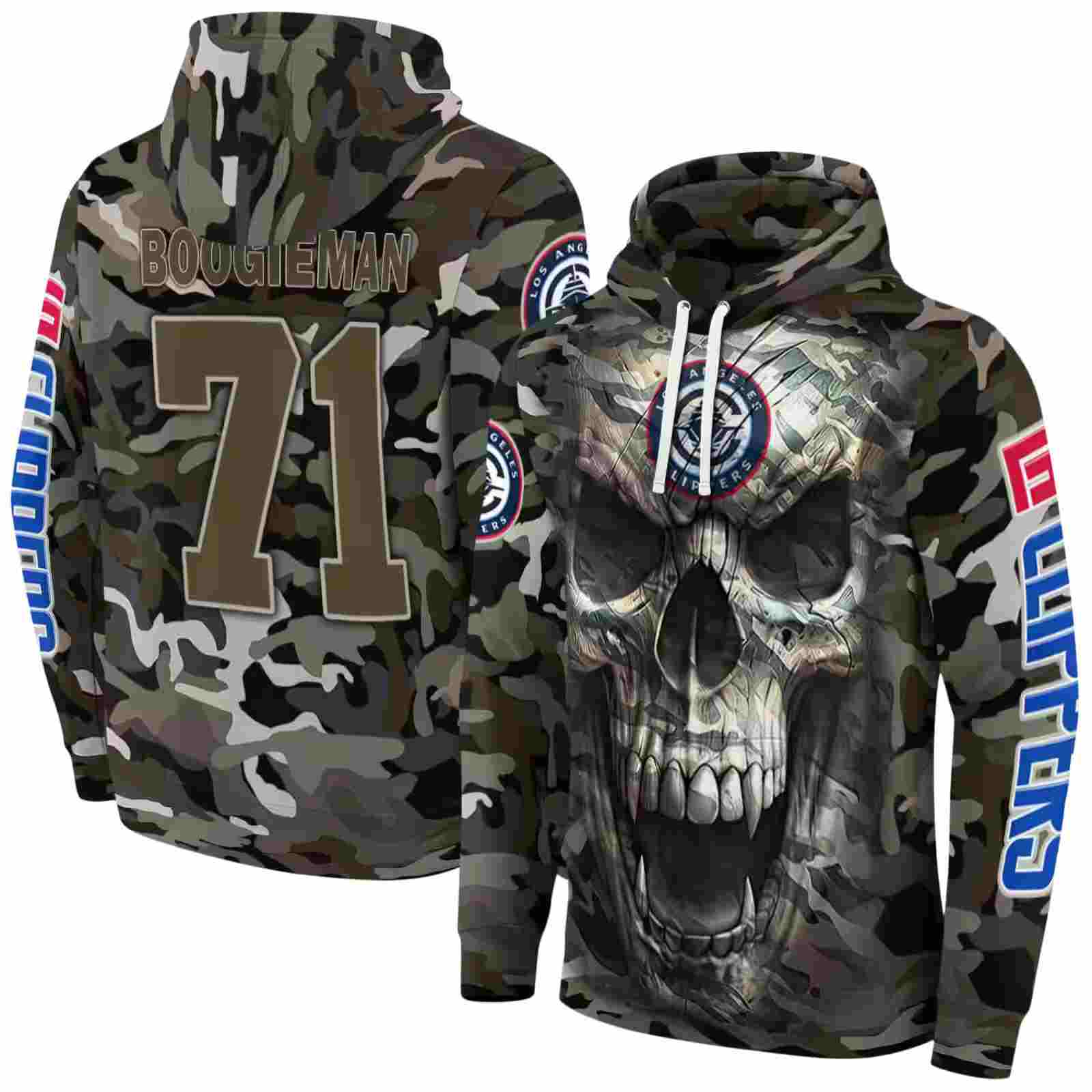 custom los angeles clippers camo skull hoodie fashion forward