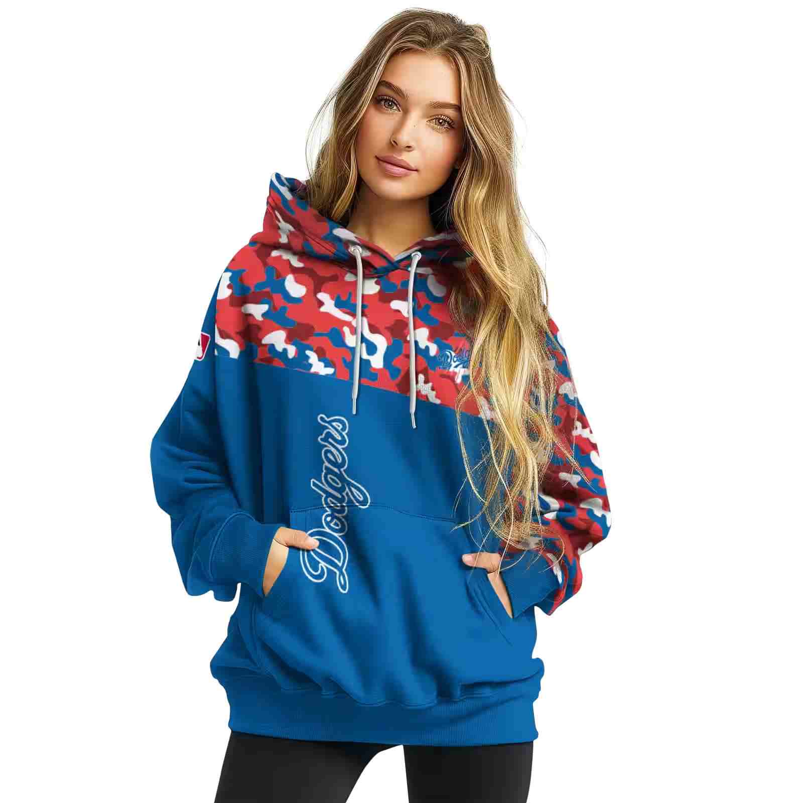 custom los angeles dodgers camo pattern blue hoodie high quality