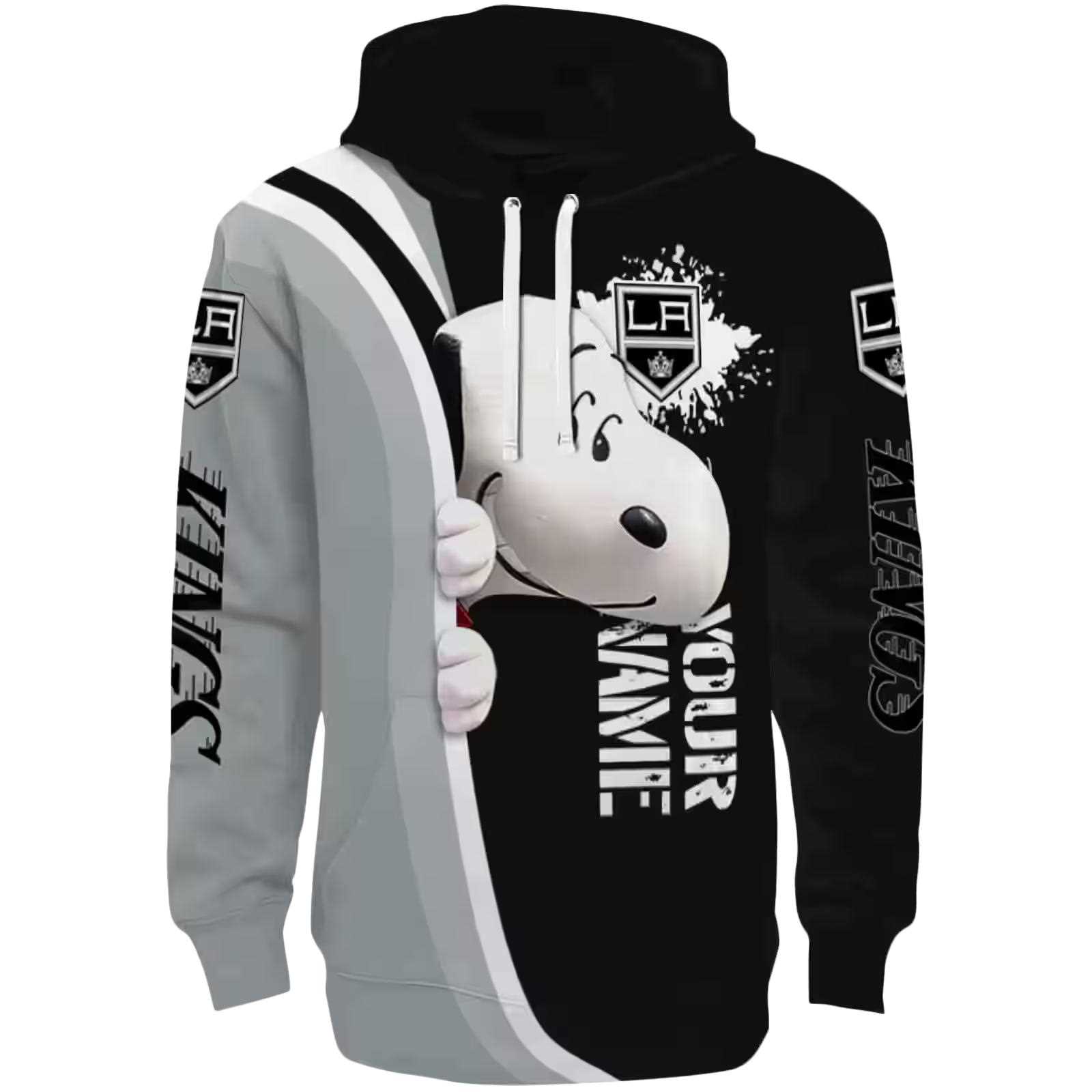 Custom Los Angeles Kings Peeking Snoopy Black Hoodie